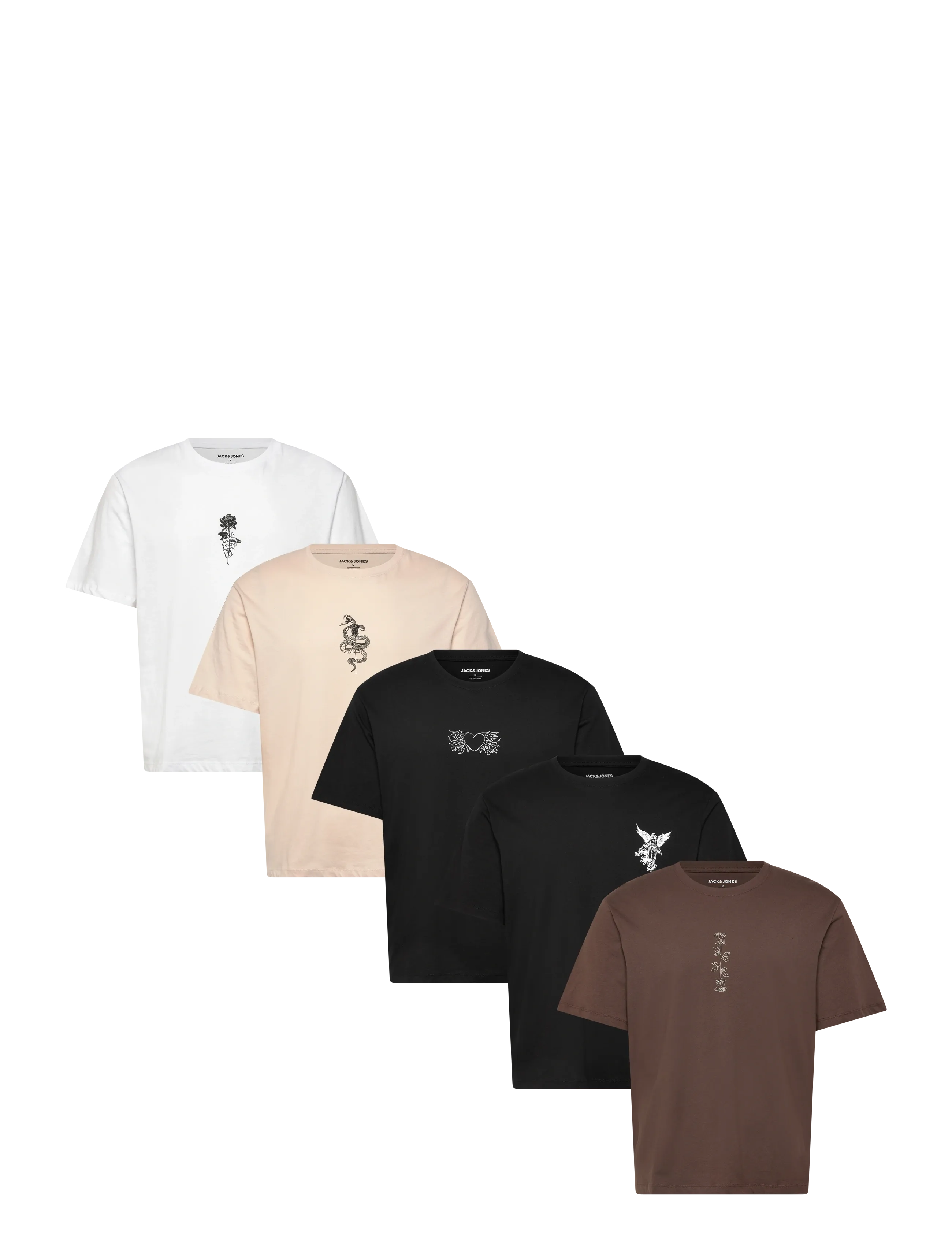 Jack & Jones JJWOLFIE TEE SS CREW NECK 5PK MP - Multipack T-shirts - CHOCOLATE BROWN / brown
