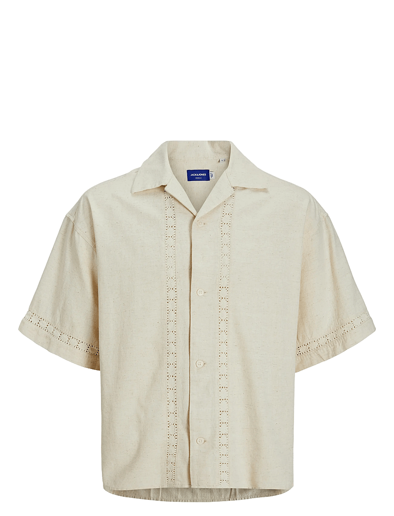 Jack & Jones - JORMARRAKECH DETAIL SHIRT SS - lühikeste varrukatega särgid - antique white - 1