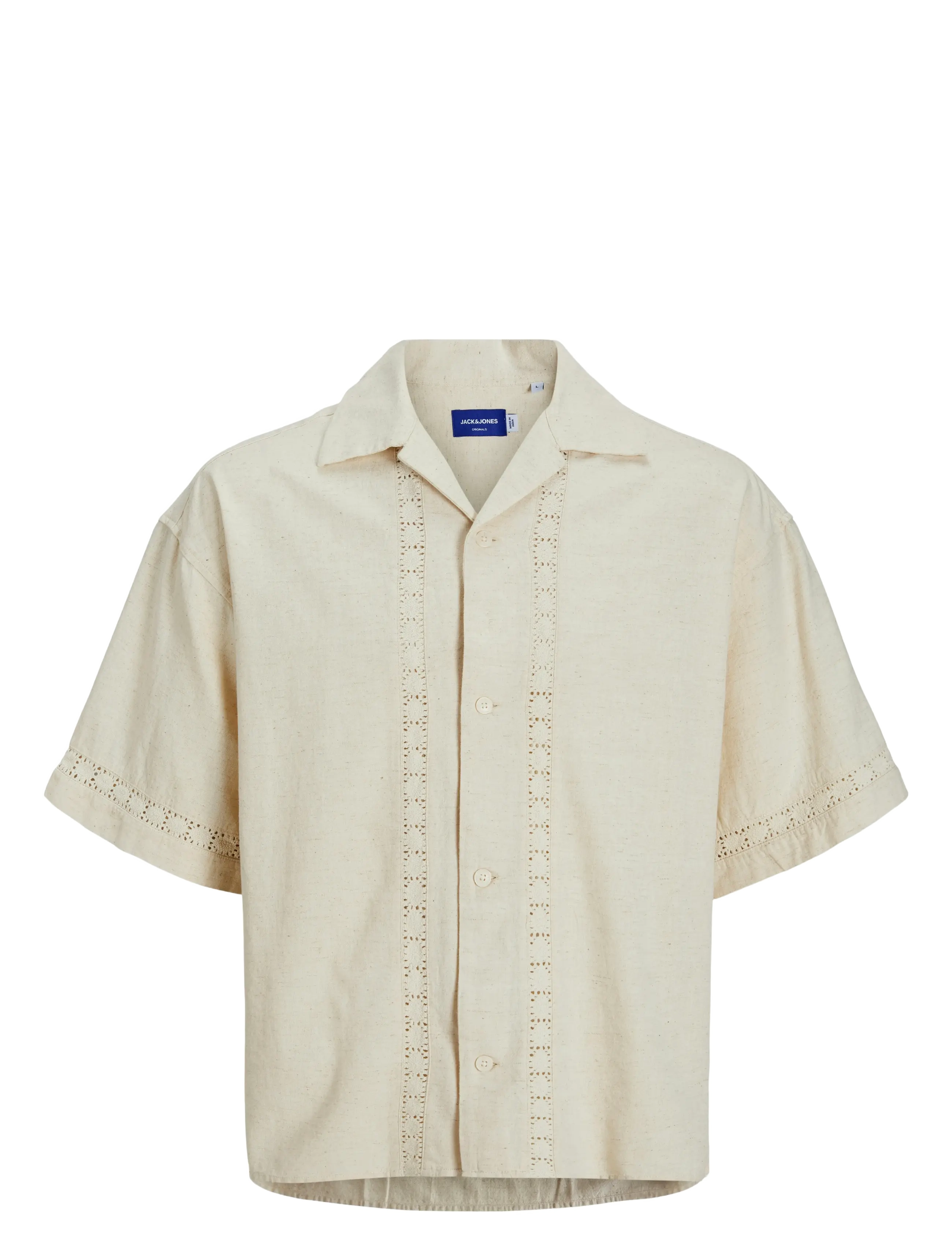 Jack & Jones - JORMARRAKECH DETAIL SHIRT SS - lühikeste varrukatega särgid - antique white - 1