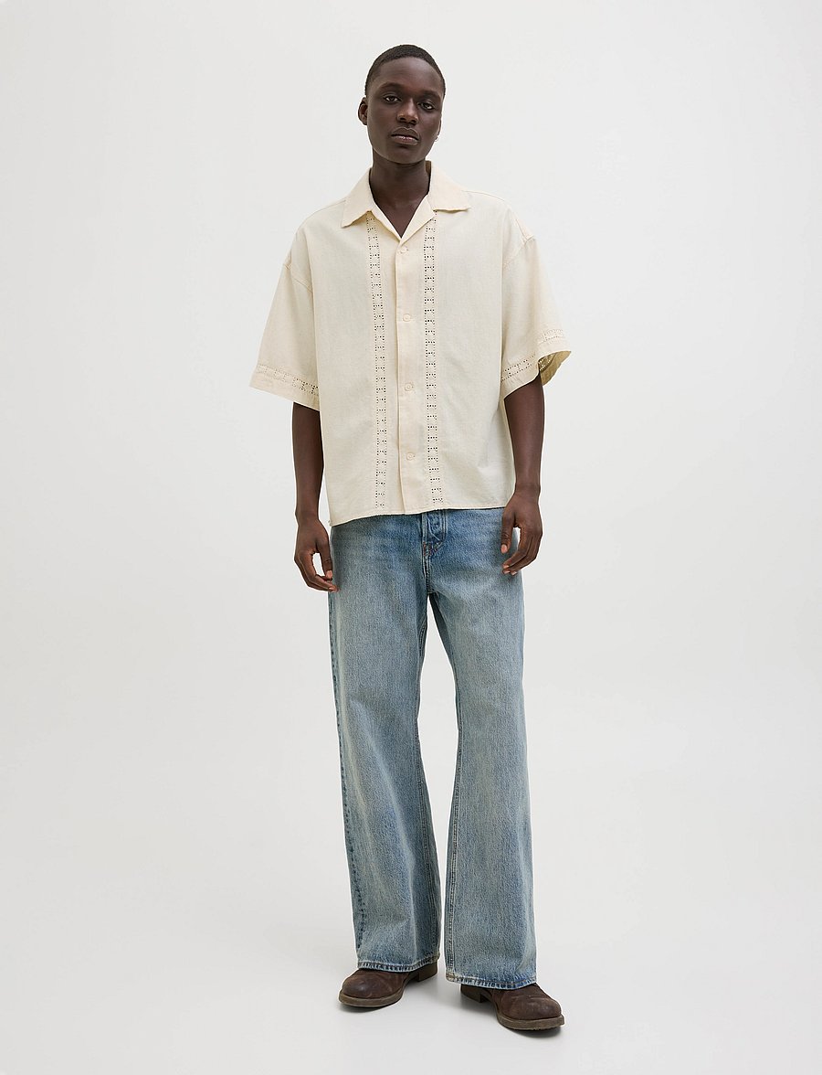 Jack & Jones - JORMARRAKECH DETAIL SHIRT SS - lühikeste varrukatega särgid - antique white - 3