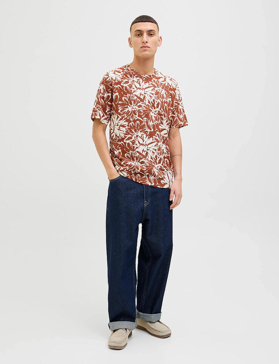 Jack & Jones - JORSPLIT AOP TEE SS CREW NECK LN - kortærmede t-shirts - arabian spice - 0