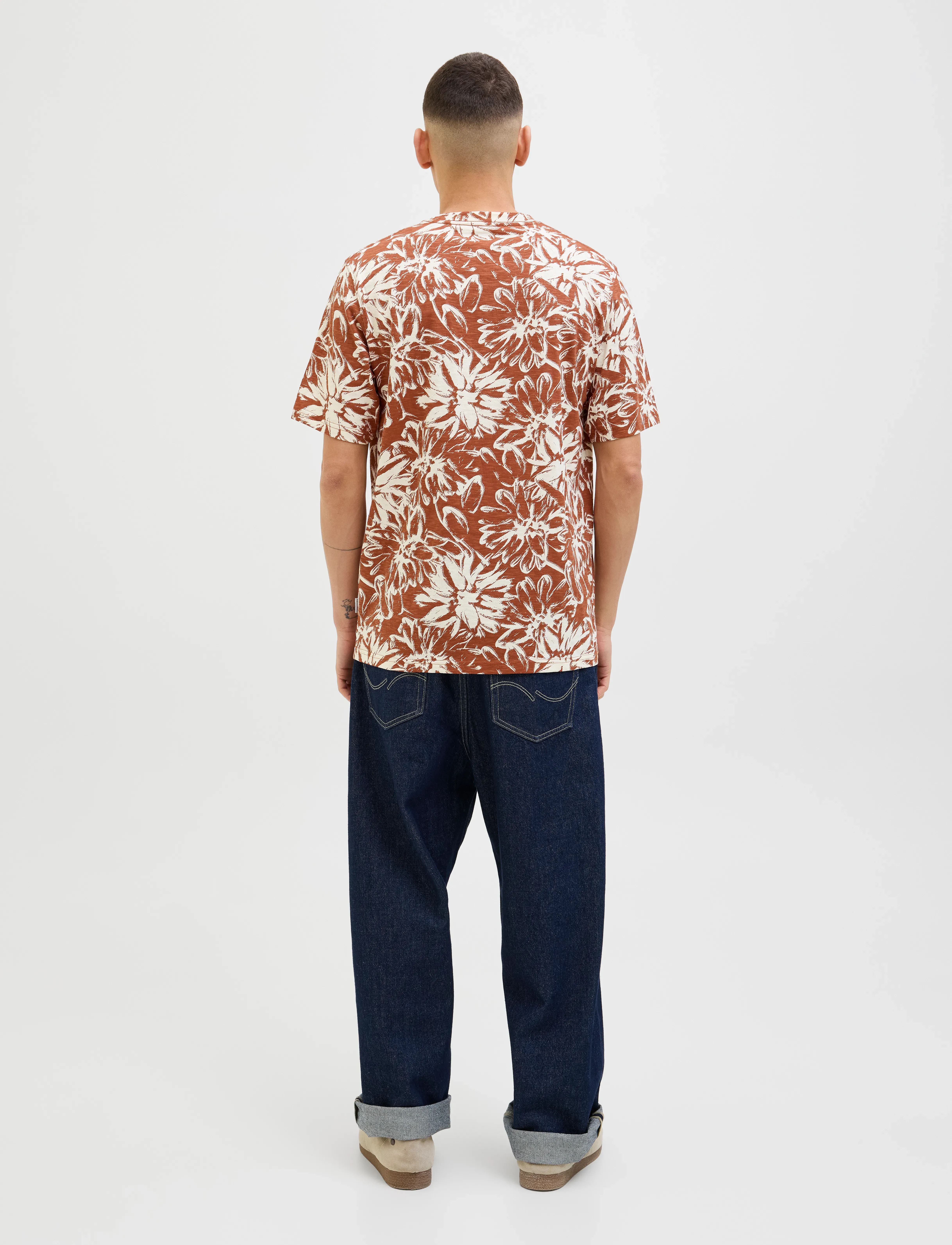 Jack & Jones - JORSPLIT AOP TEE SS CREW NECK LN - short-sleeved t-shirts - arabian spice - 2