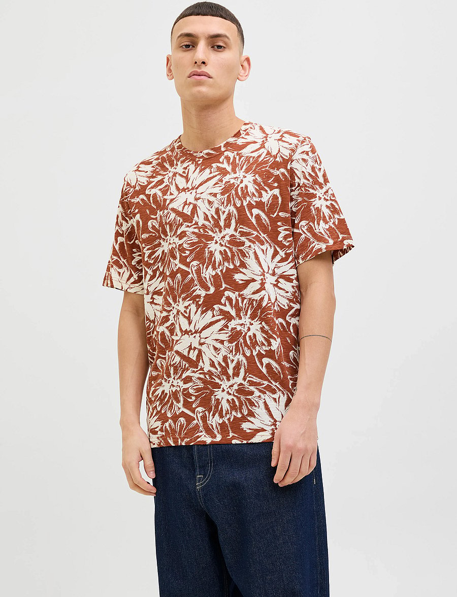 Jack & Jones - JORSPLIT AOP TEE SS CREW NECK LN - kortærmede t-shirts - arabian spice - 3