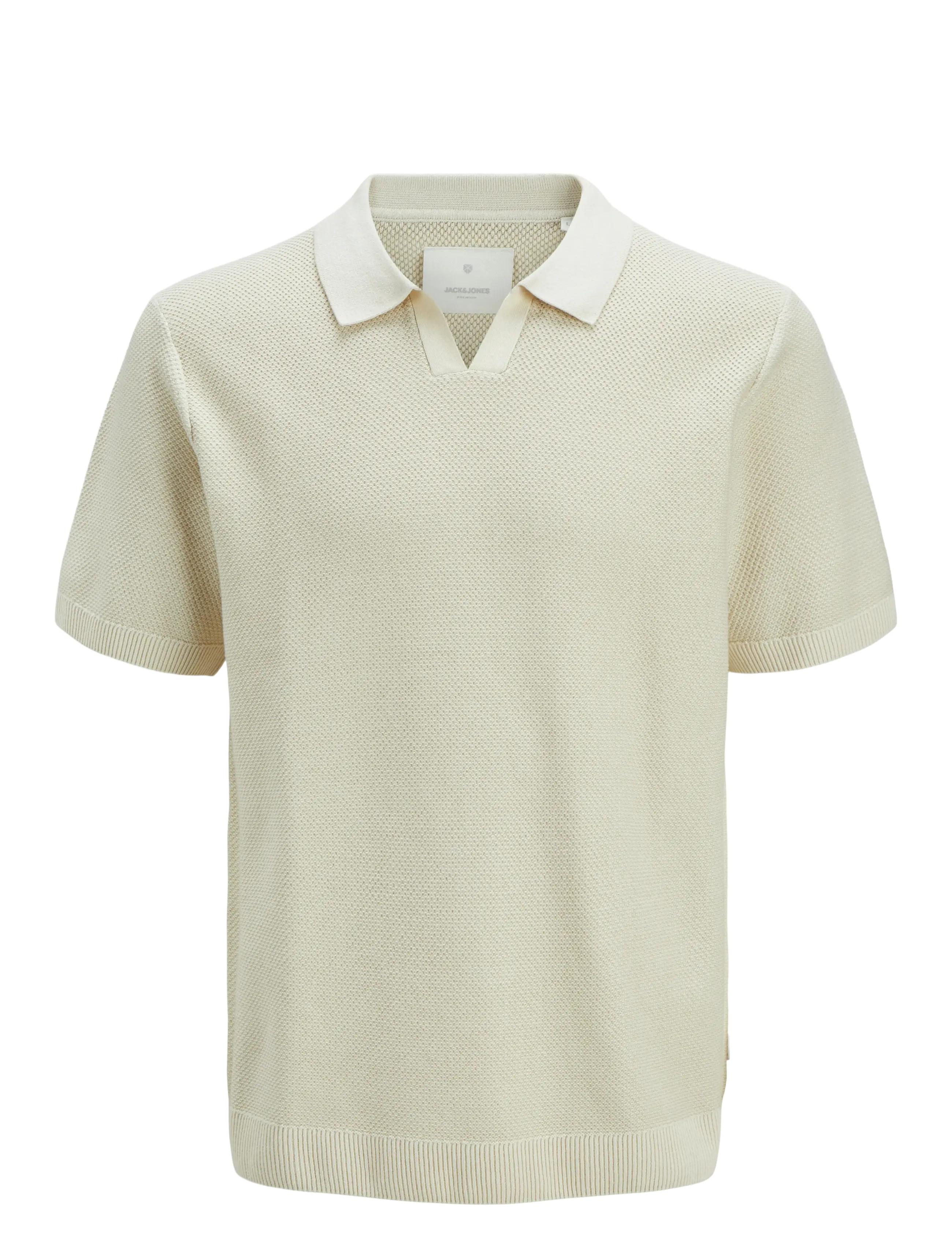 JACK & JONES Jprcceaston Knit Split Neck Ss Sn Cream - M - Herren
