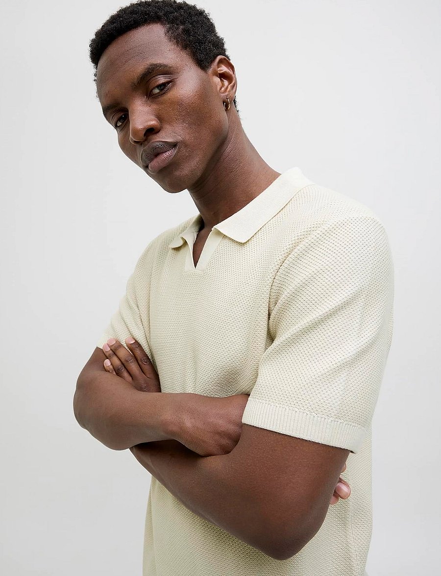 Jack & Jones - JPRCCEASTON KNIT SPLIT NECK SS SN - kurzärmelig - whitecap gray - 0
