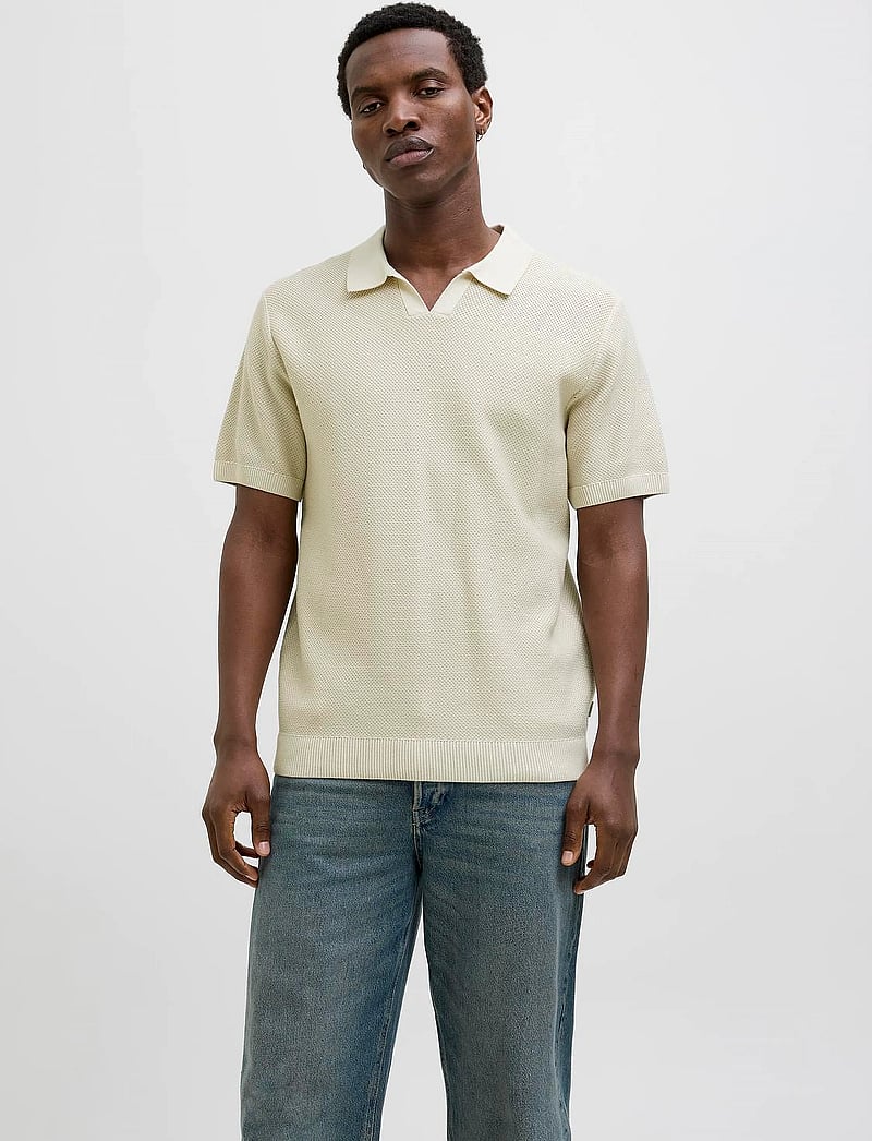 Jack & Jones - JPRCCEASTON KNIT SPLIT NECK SS SN - kortærmede poloer - whitecap gray - 4