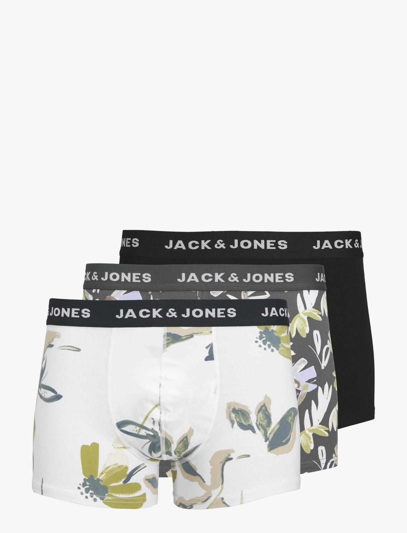 Jack & Jones JACABSTRACT TRUNKS 3 PACK SN - Undertøy - IRON GATE / white
