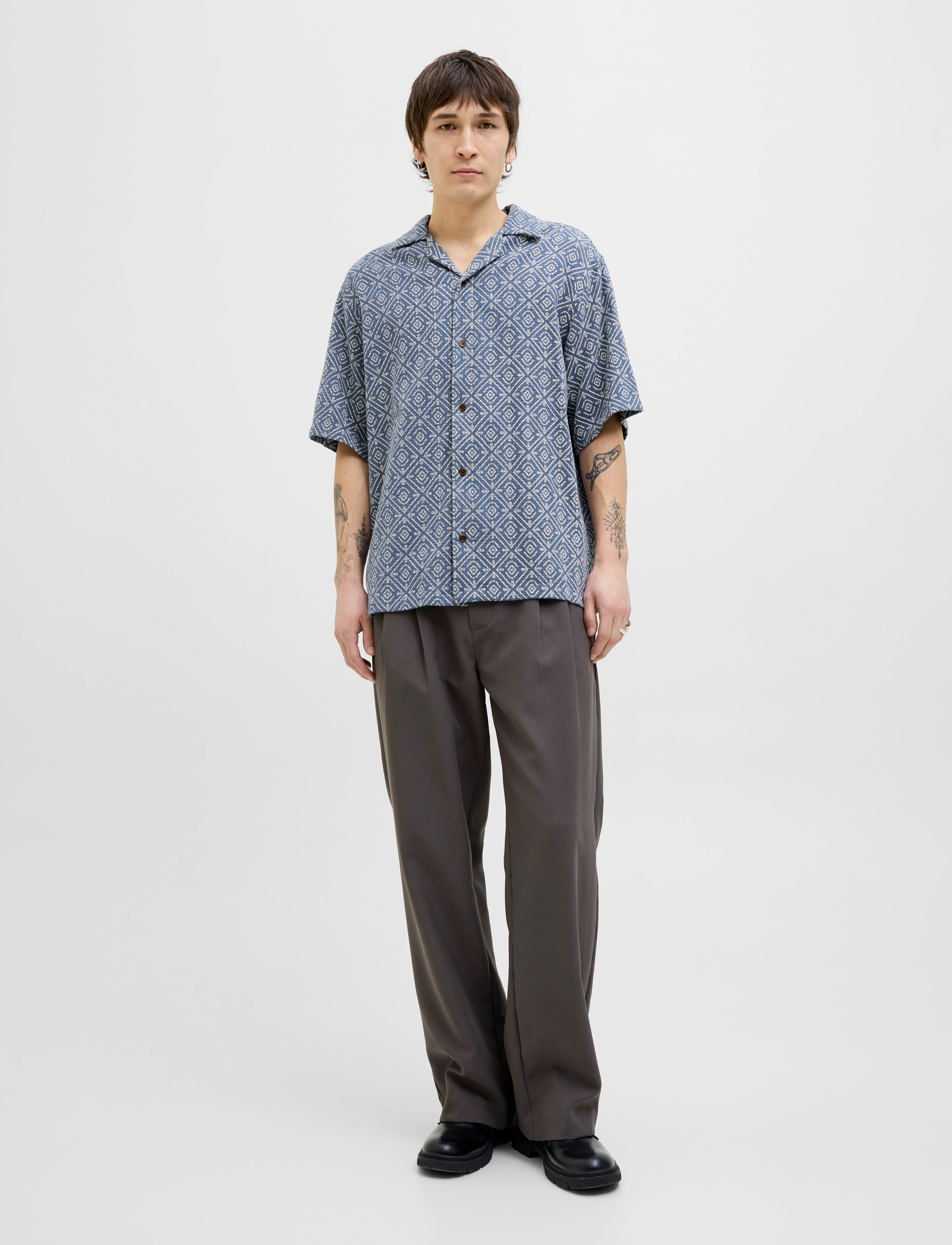 Jack & Jones - JPRBLUVINCENT PRINT RESORT S/S SHIRT SN - bering sea - 3