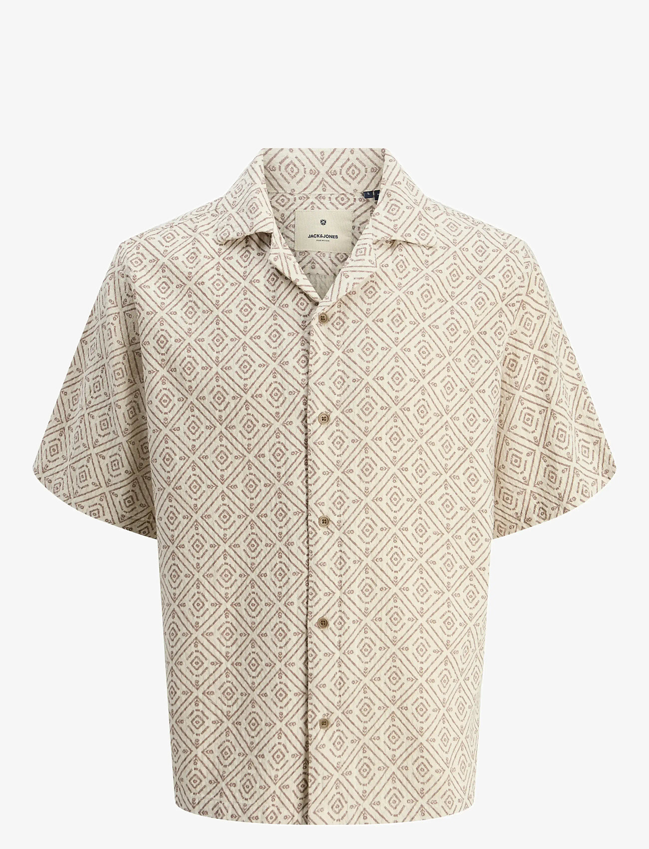 Jack & Jones - JPRBLUVINCENT PRINT RESORT S/S SHIRT SN - kurzarmhemden - oatmeal - 1
