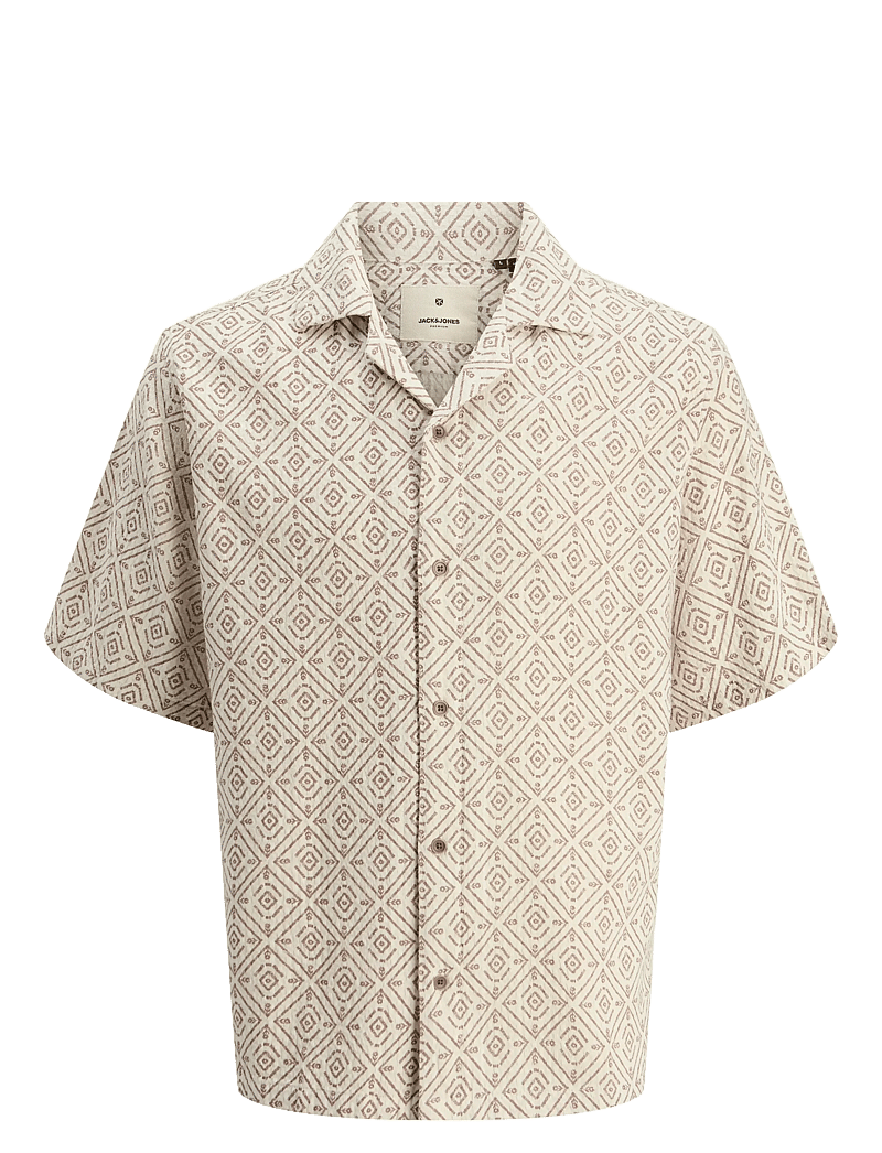 Jack & Jones - JPRBLUVINCENT PRINT RESORT S/S SHIRT SN - kurzarmhemden - oatmeal - 1