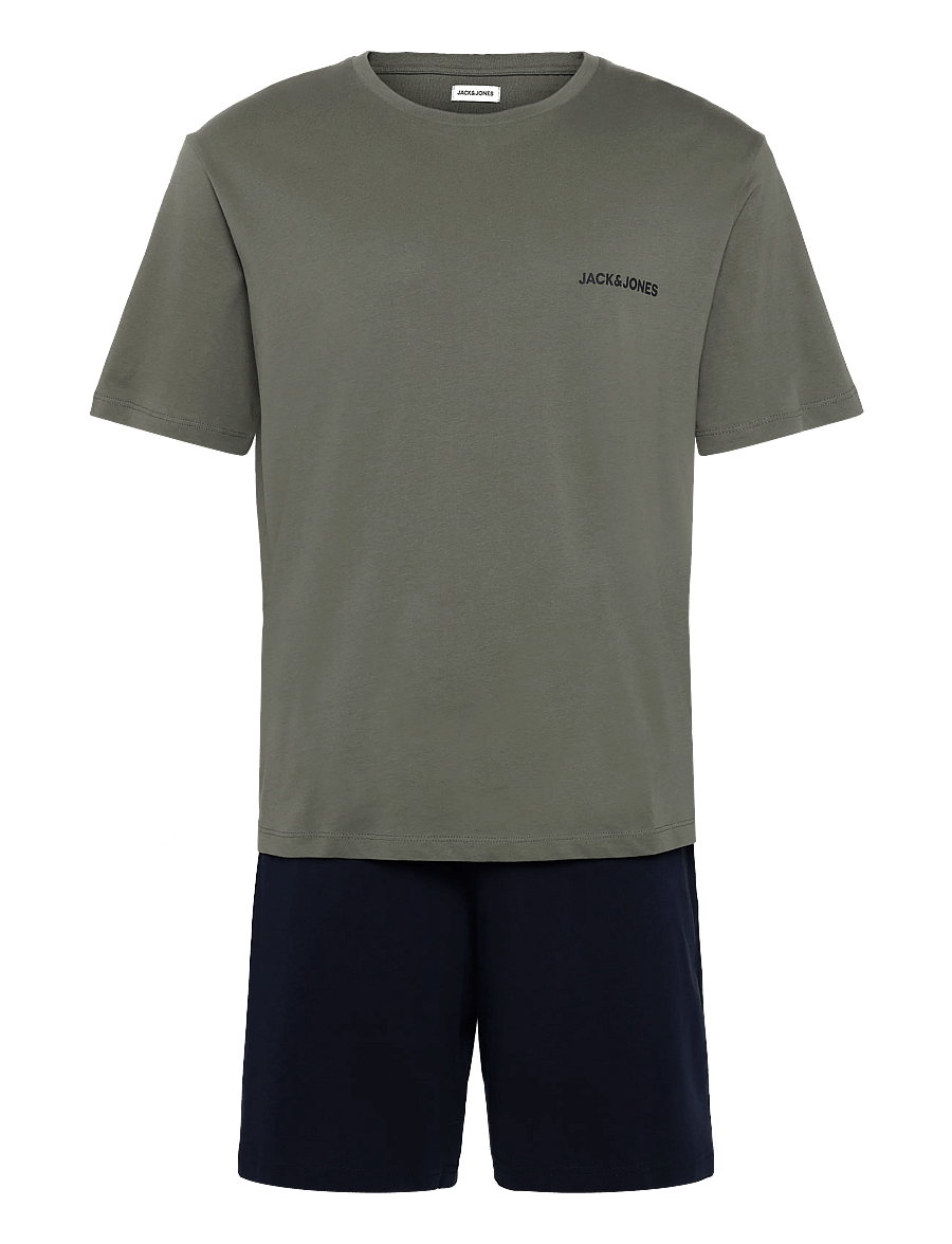 Jack & Jones - JACEVEREST SS TEE AND SHORTS SET W - nattøj sæt - beetle - 1