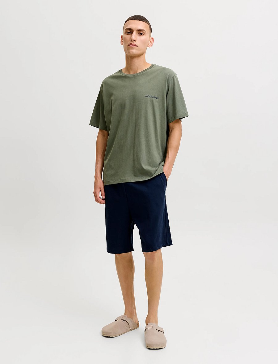 Jack & Jones - JACEVEREST SS TEE AND SHORTS SET W - nattøj sæt - beetle - 0