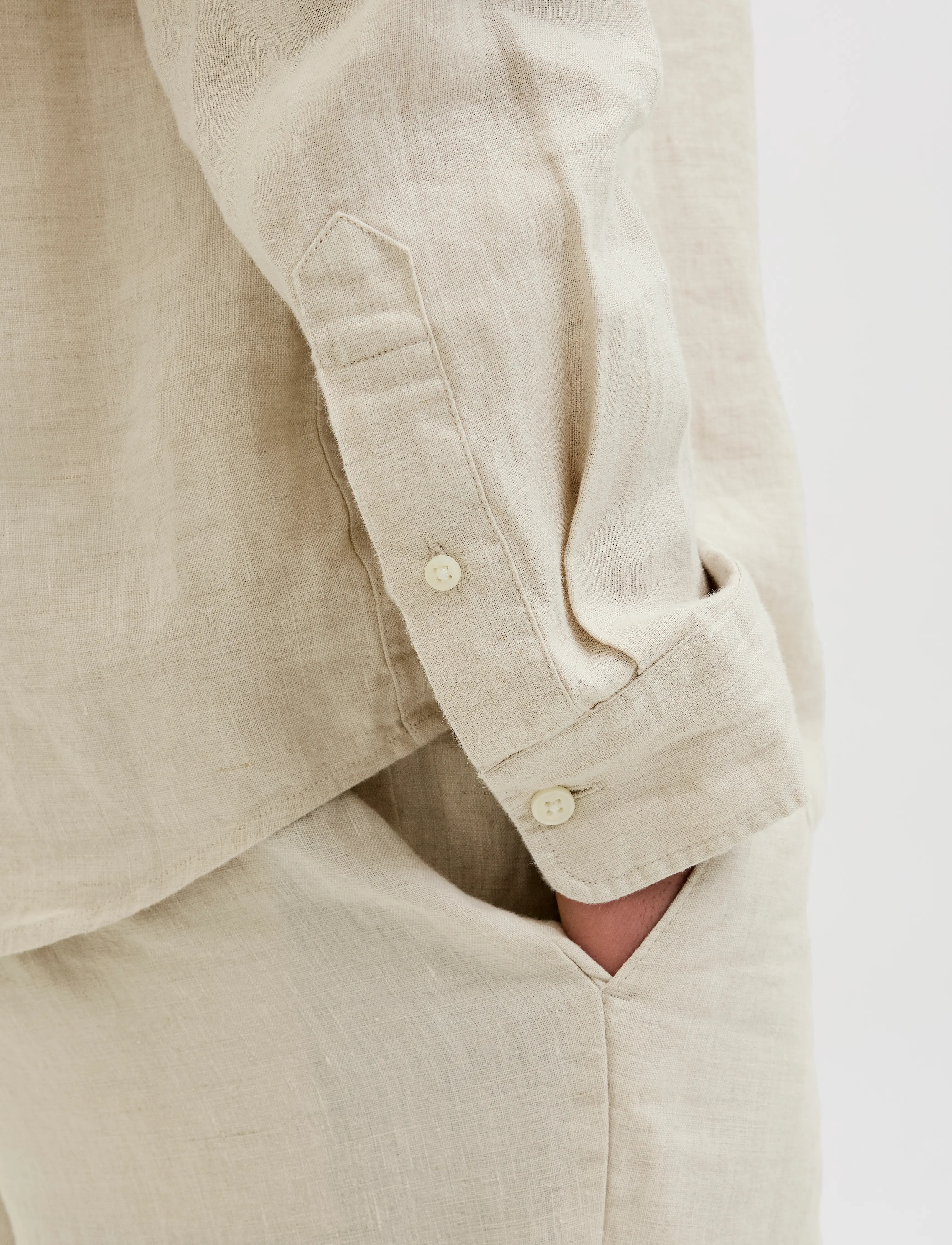 Jack & Jones - JPRCCLAWRENCE LINEN L/S SHIRT SN - hørskjorter - silver lining - 3