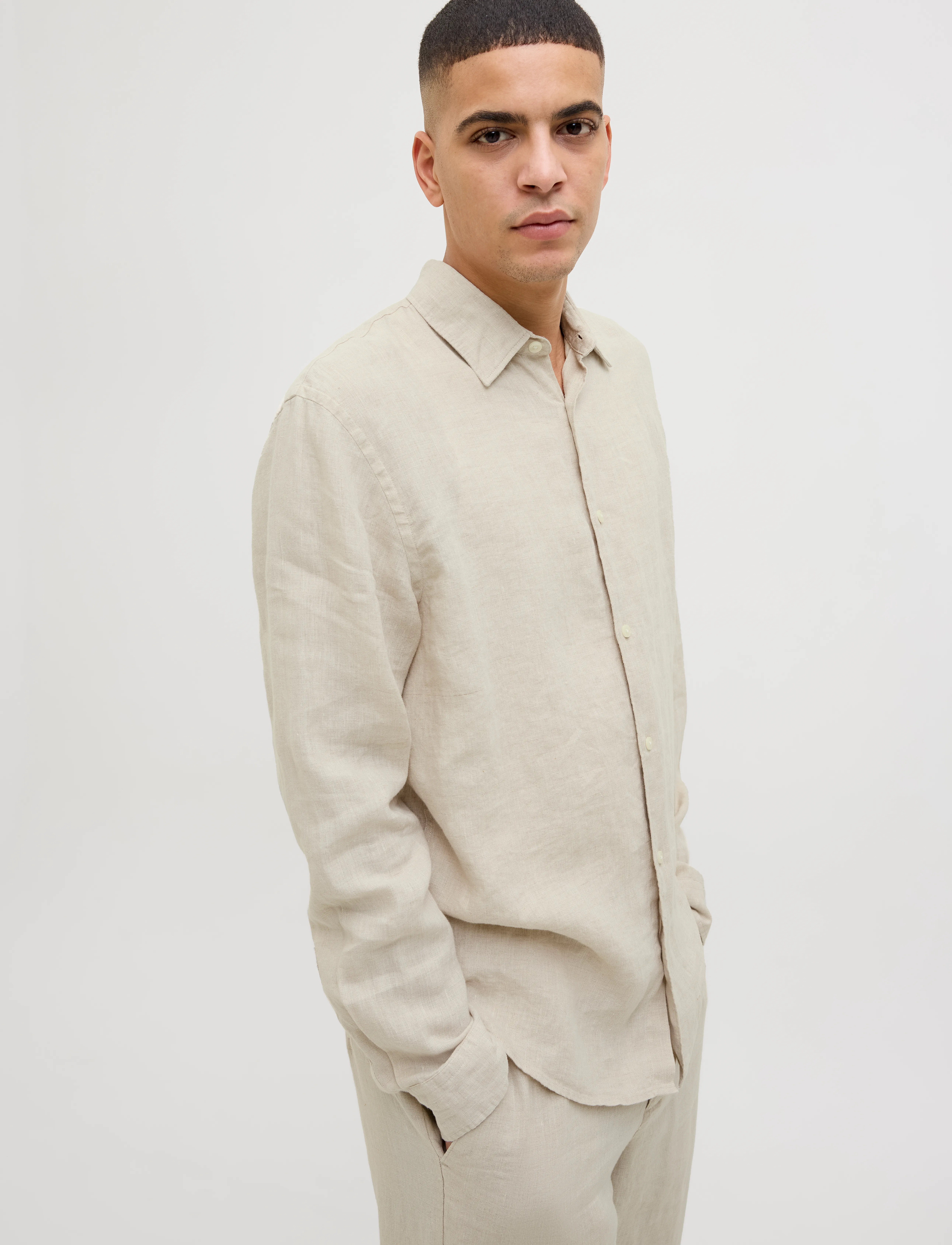 Jack & Jones - JPRCCLAWRENCE LINEN L/S SHIRT SN - hørskjorter - silver lining - 5