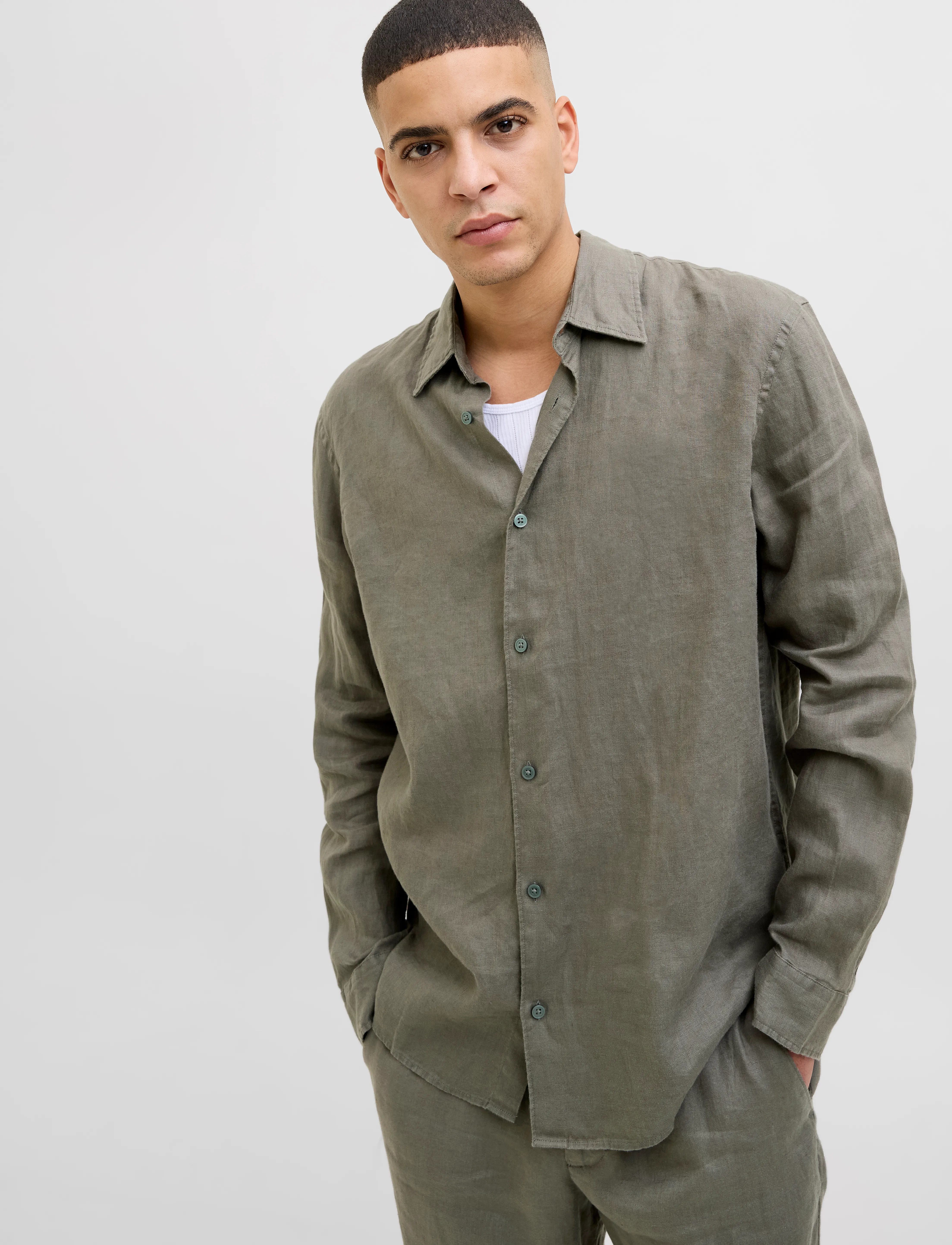 Jack & Jones - JPRCCLAWRENCE LINEN L/S SHIRT SN - tea leaf - 3