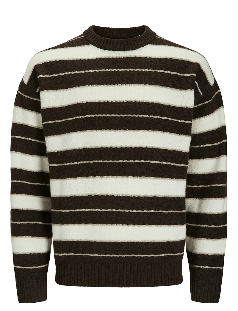 Jack & Jones - JOROLLIE STRIPE KNIT CREW NECK LN - rundhals - chocolate torte - 0