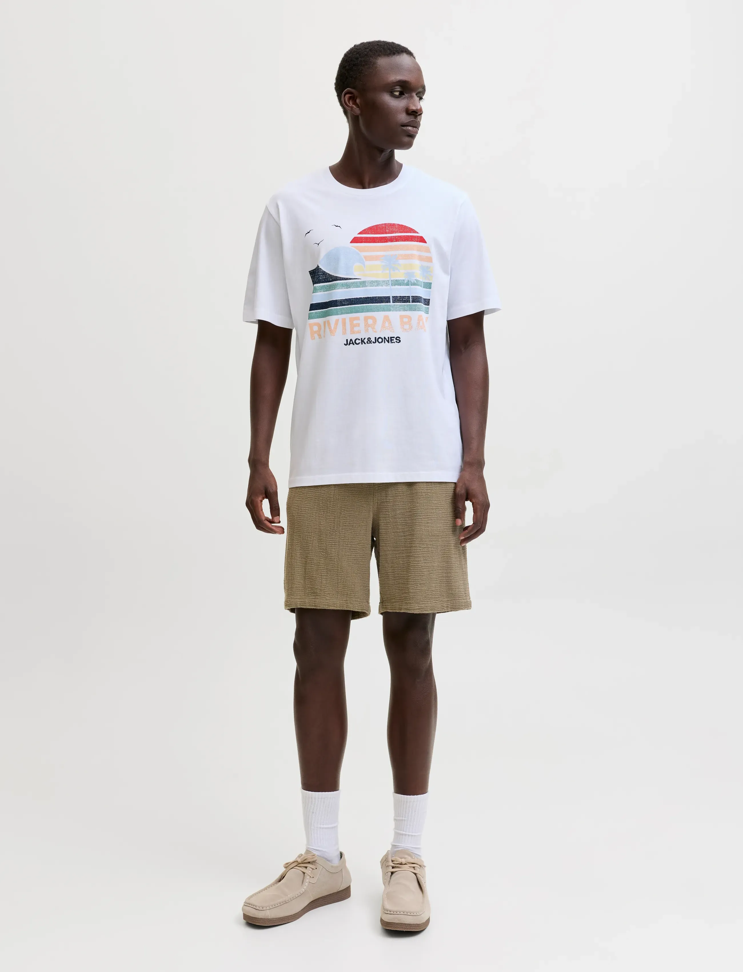 Jack & Jones - JPSTJAIDEN COBA STRIPE JOG SHORTS REG LN - casual shorts - dusky green - 4