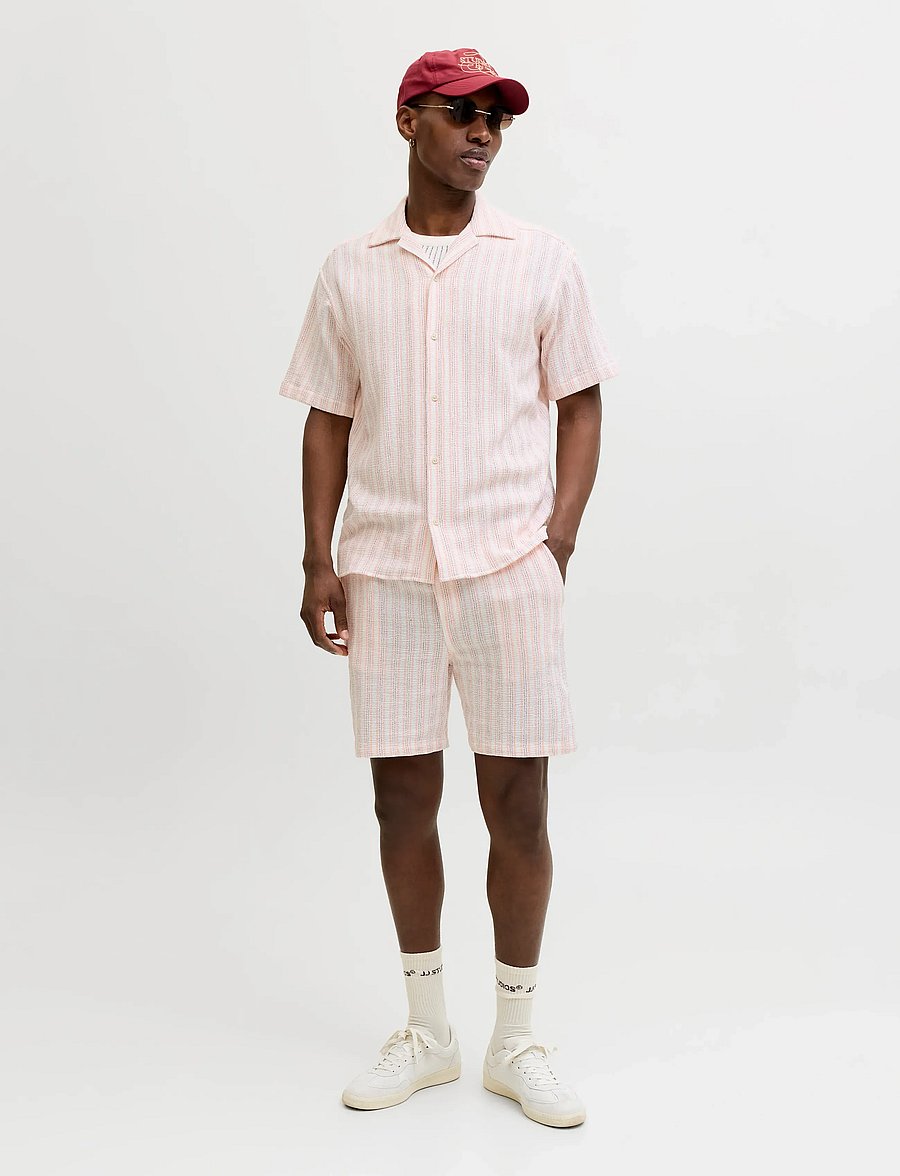 Jack & Jones - JPSTJAIDEN COBA STRIPE JOG SHORTS REG LN - short décontracté - peach melba - 4
