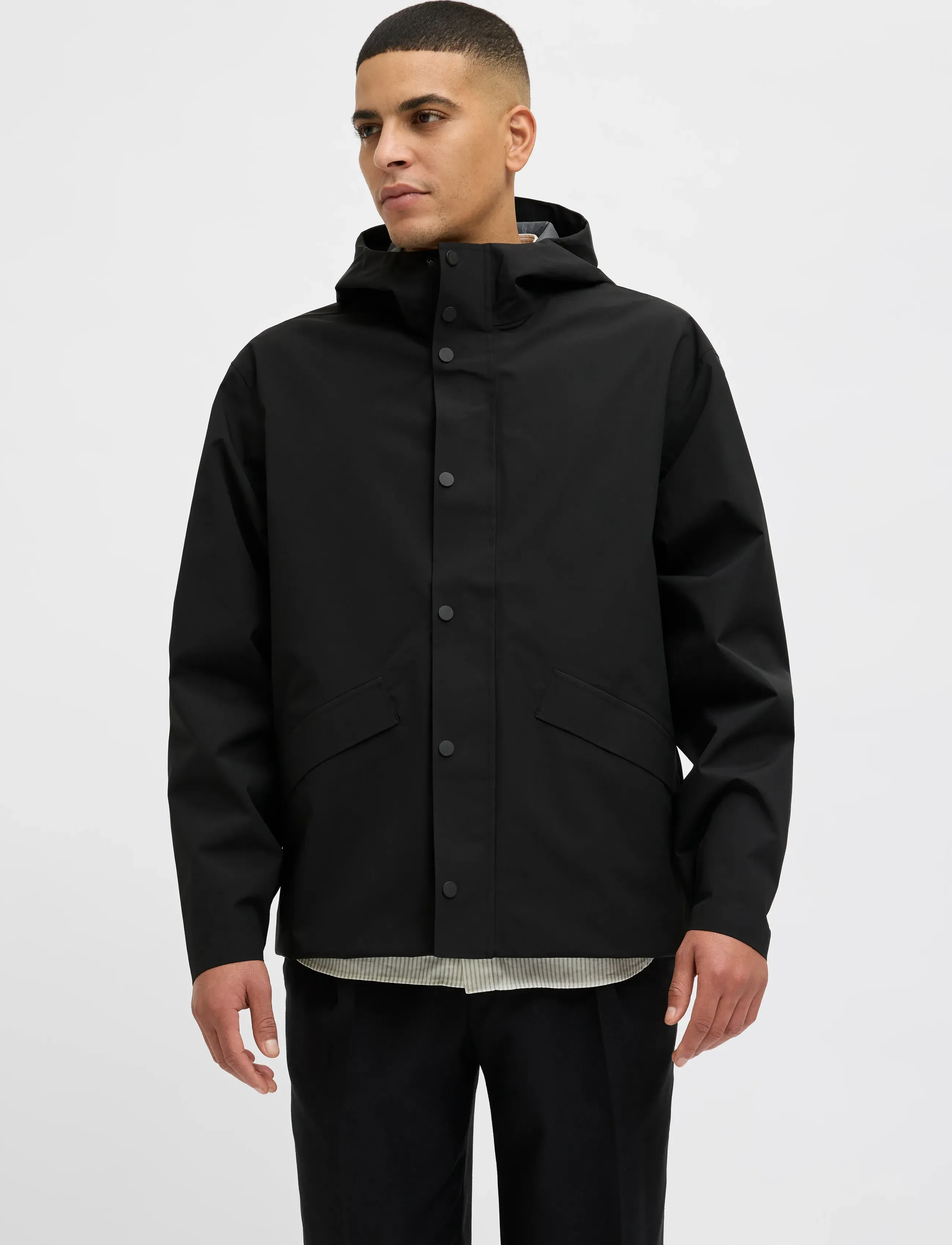 Jack & Jones Jprblareagan Clean Tech Rain Jacket, XL, Black, Regntøj > Regnfrakker, Herre