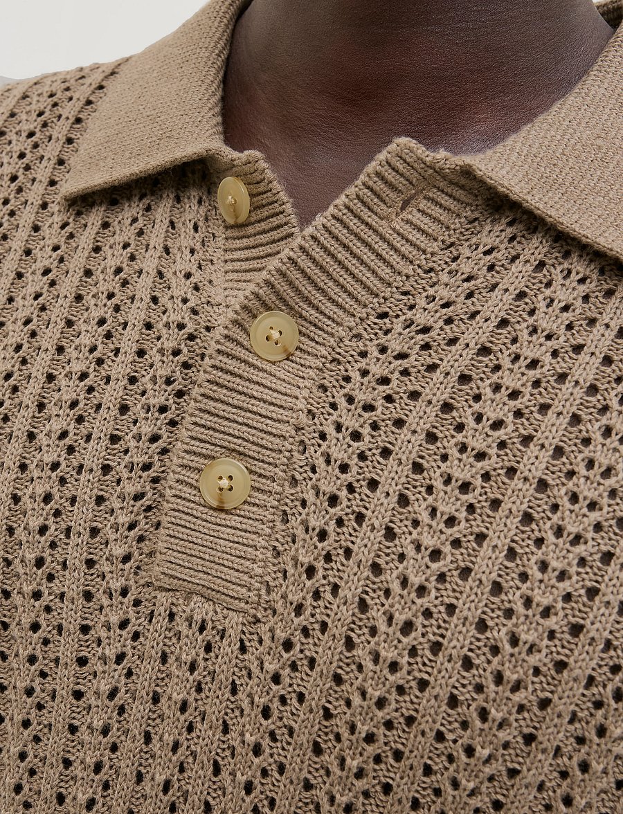 Jack & Jones - JPRCCJOEL KNIT POLO SS SN - gestrickte polohemden - greige - 4