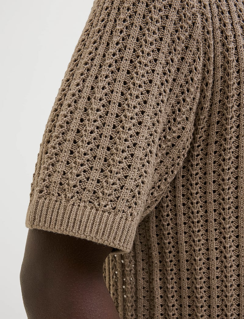 Jack & Jones - JPRCCJOEL KNIT POLO SS SN - stickade pikéer - greige - 5