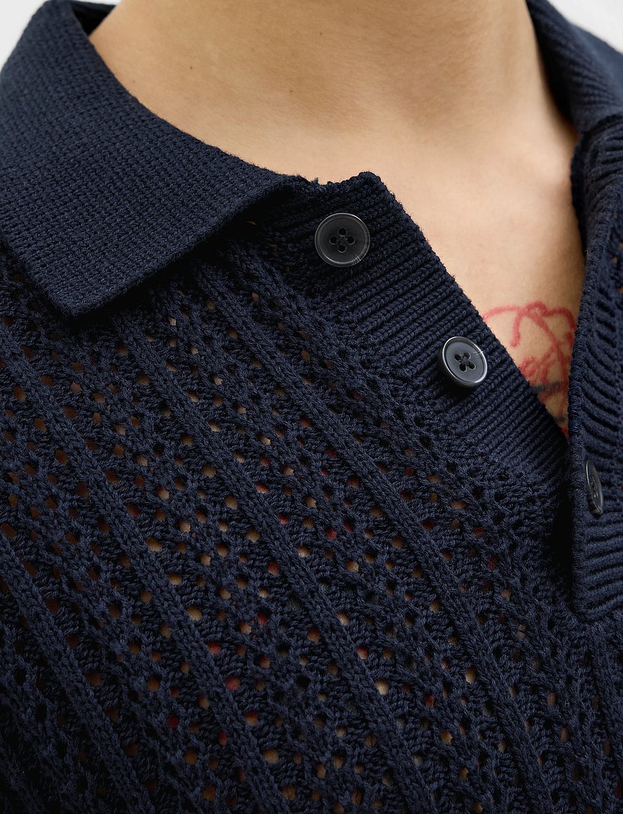 Jack & Jones - JPRCCJOEL KNIT POLO SS SN - gestrickte polohemden - night sky - 3