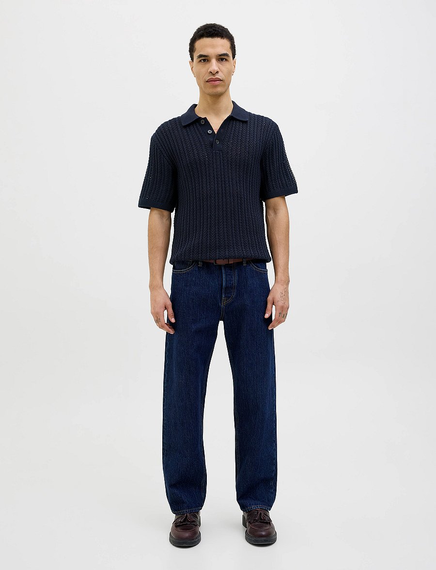 Jack & Jones - JPRCCJOEL KNIT POLO SS SN - gestrickte polohemden - night sky - 4