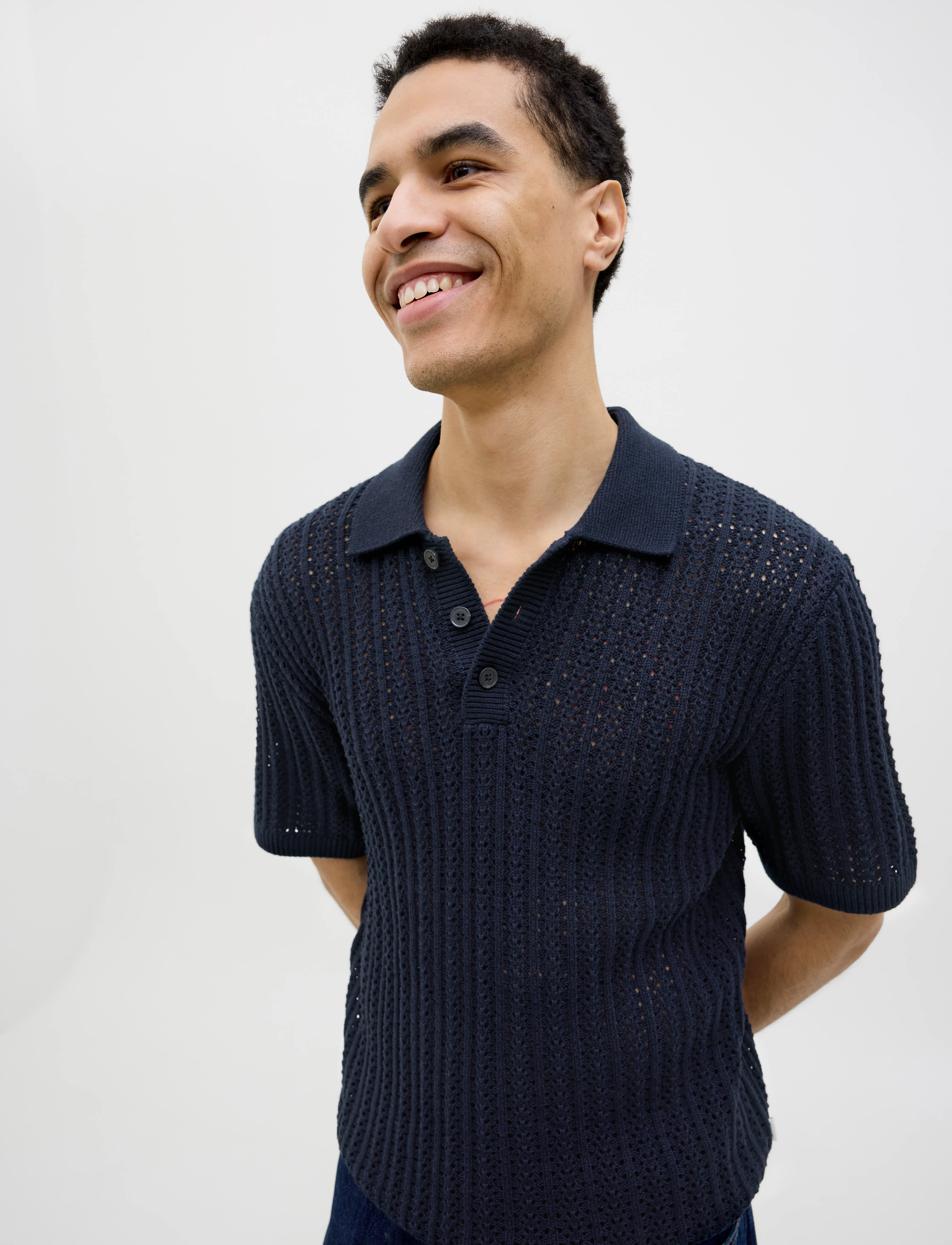 Jack & Jones JPRCCJOEL KNIT POLO SS SN - Kleidung - NIGHT SKY / black