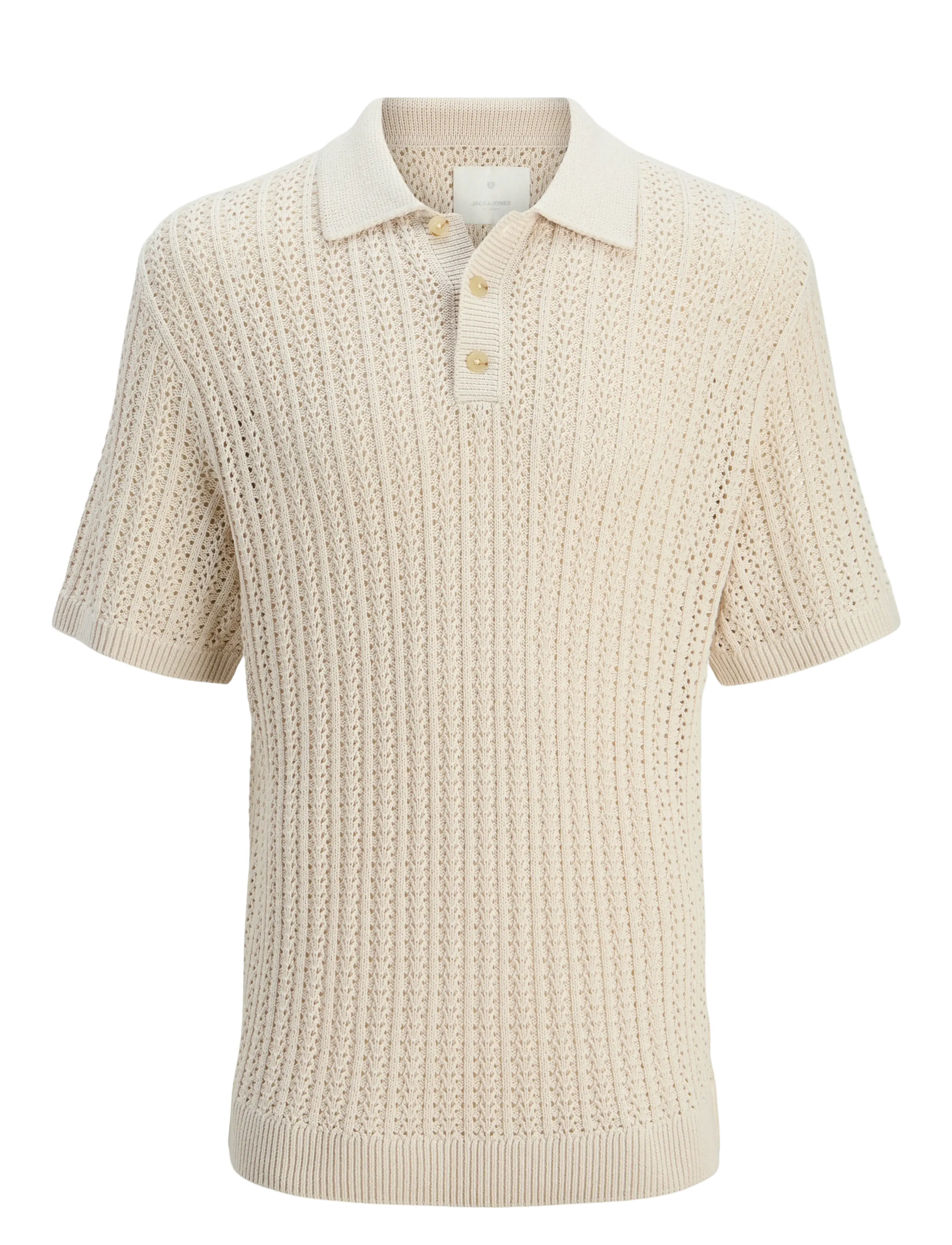 Jack & Jones JPRCCJOEL KNIT POLO SS SN - Jack & Jones - WHITECAP GRAY / beige