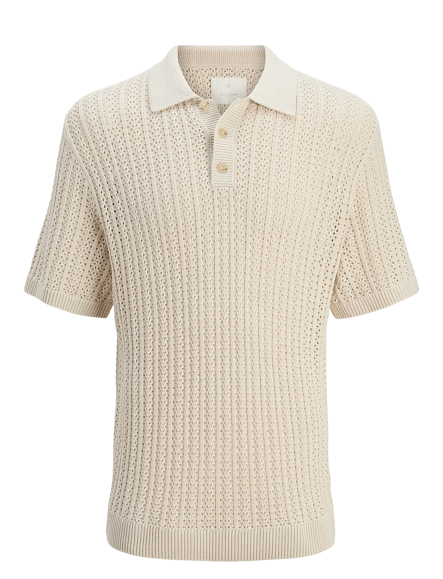 Jack & Jones - JPRCCJOEL KNIT POLO SS SN - gestrickte polohemden - whitecap gray - 1