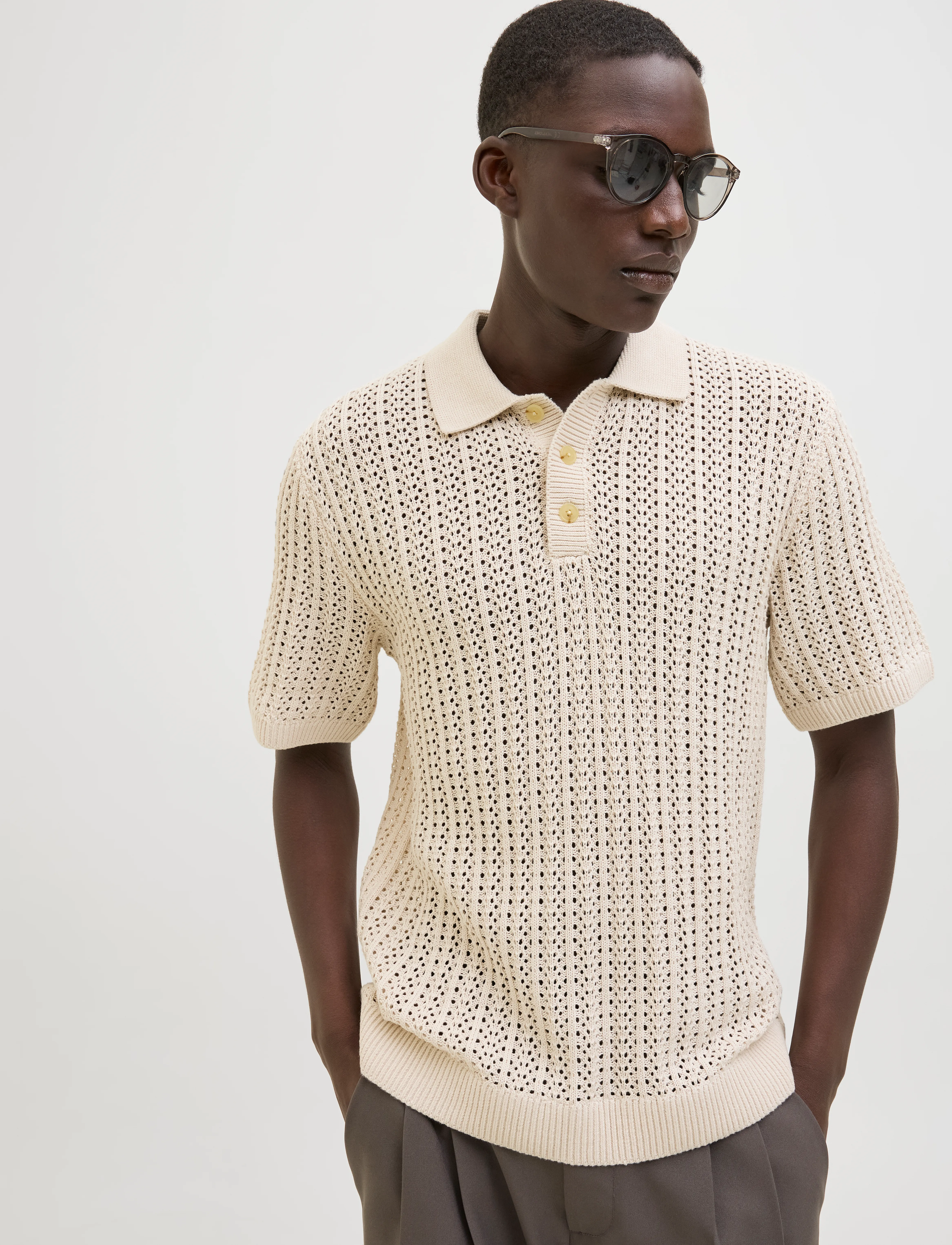 Jack & Jones - JPRCCJOEL KNIT POLO SS SN - polostrik - whitecap gray - 4