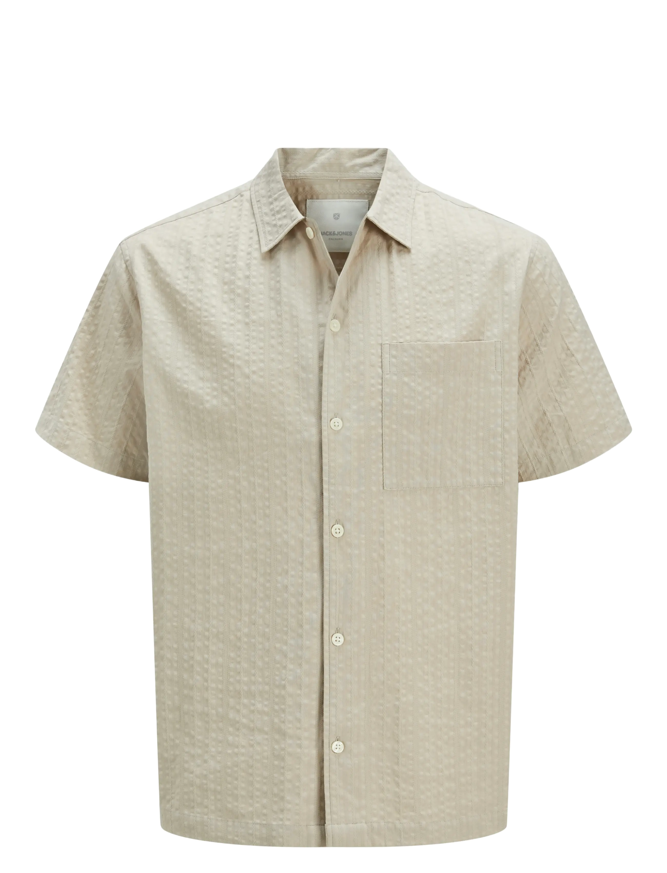 Jack & Jones JPRCCEASTON SEERSUCKER S/S SHIRT LN - Skjortor - SILVER LINING / beige