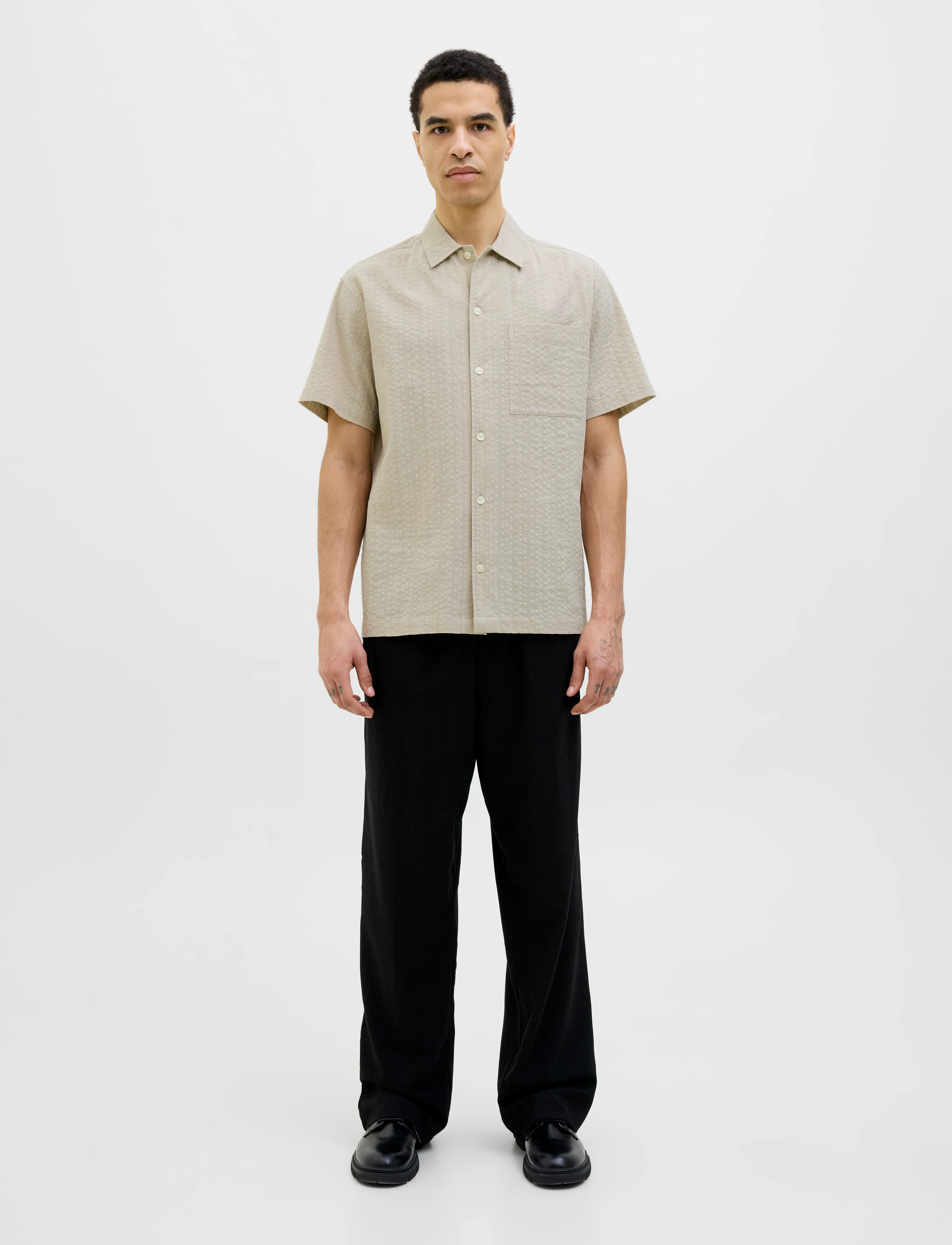 Jack & Jones - JPRCCEASTON SEERSUCKER S/S SHIRT LN - linased särgid - silver lining - 3