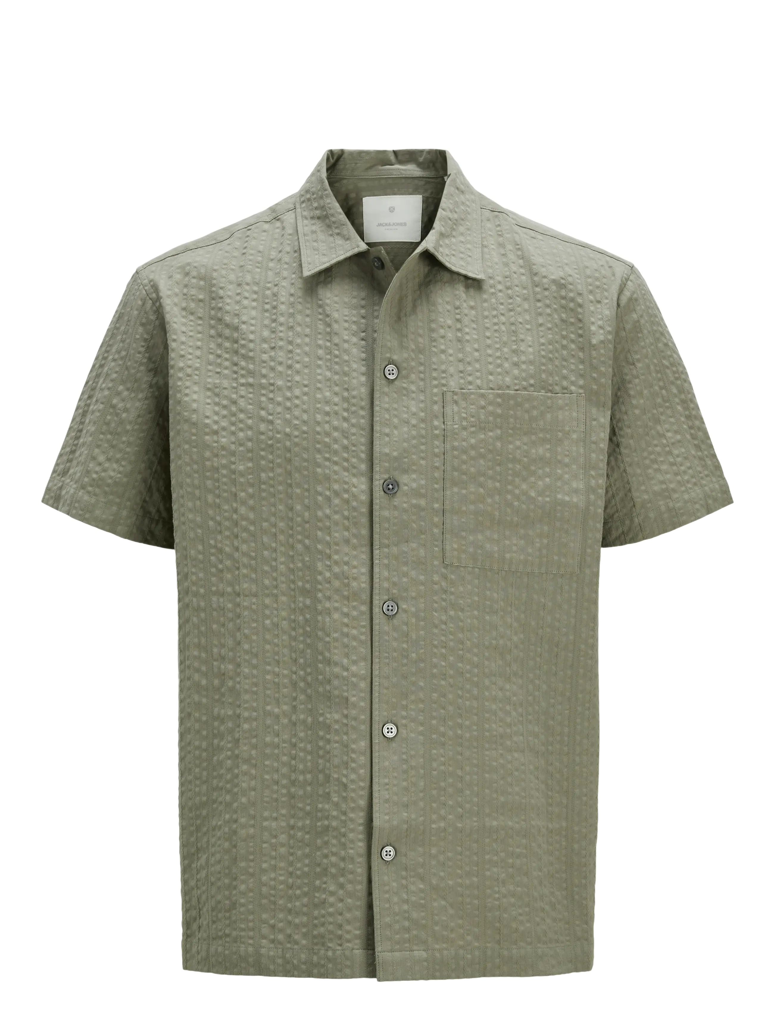 Jack & Jones JPRCCEASTON SEERSUCKER S/S SHIRT LN - Jack & Jones - VETIVER / green