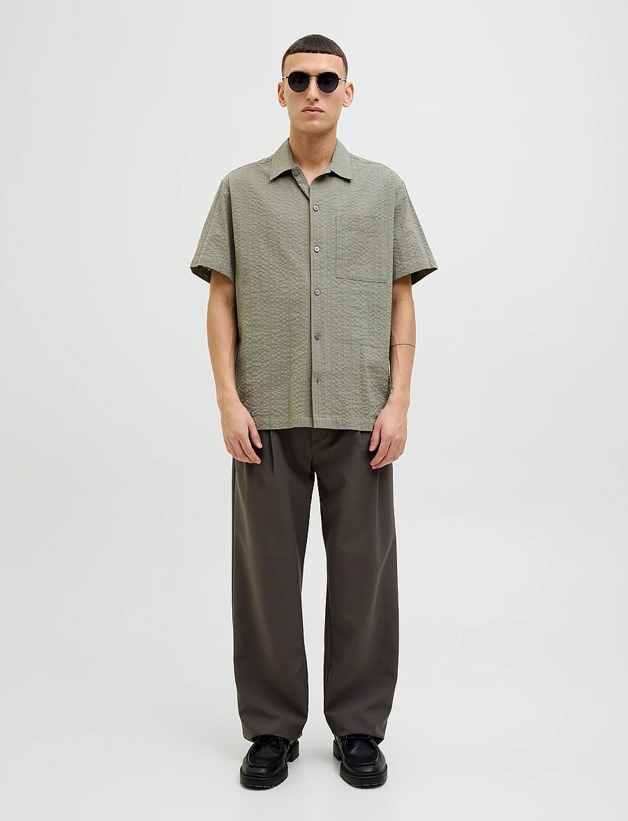 Jack & Jones - JPRCCEASTON SEERSUCKER S/S SHIRT LN - leinenhemden - vetiver - 0
