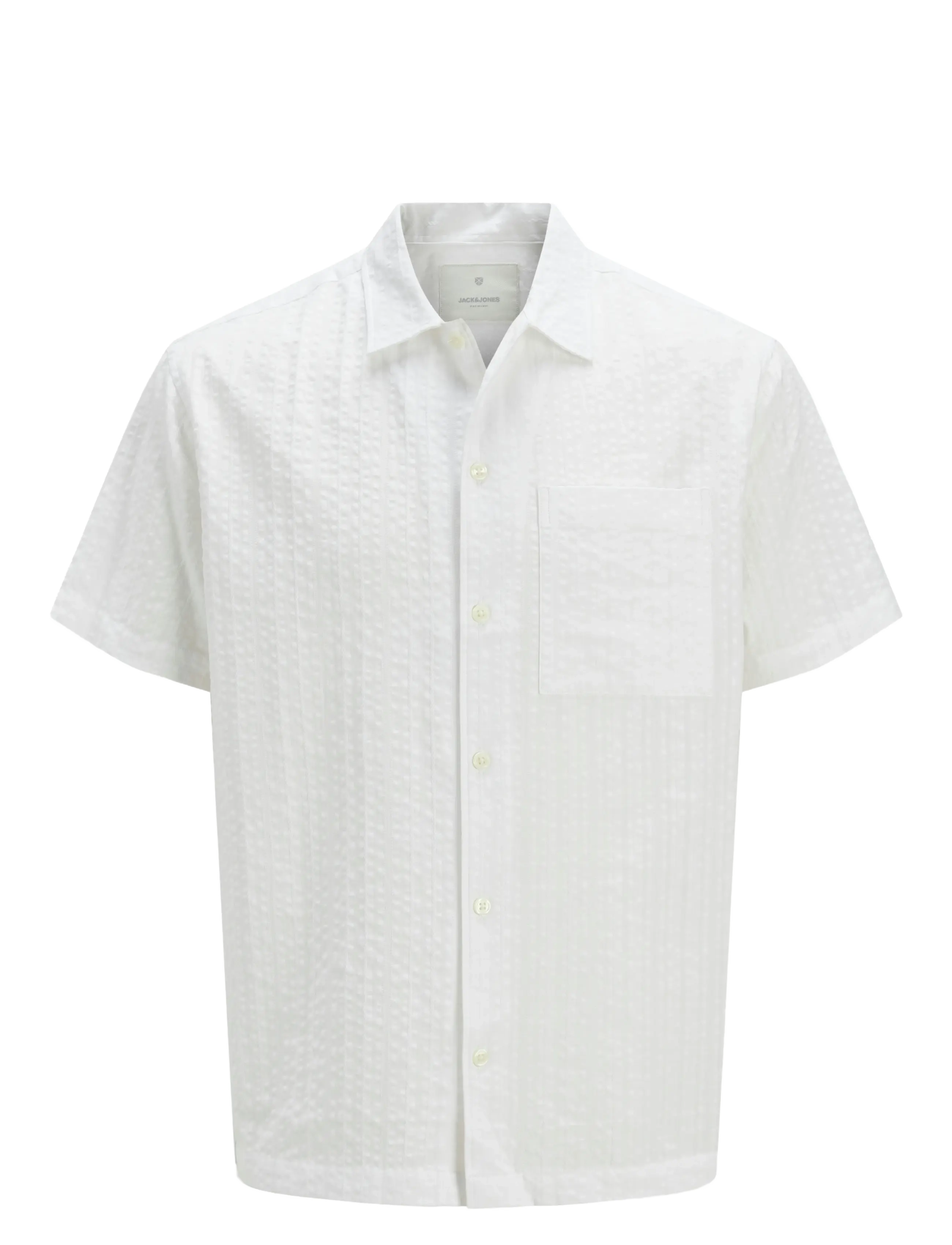 Jack & Jones JPRCCEASTON SEERSUCKER S/S SHIRT LN - Kauluspaidat - WHITE / white