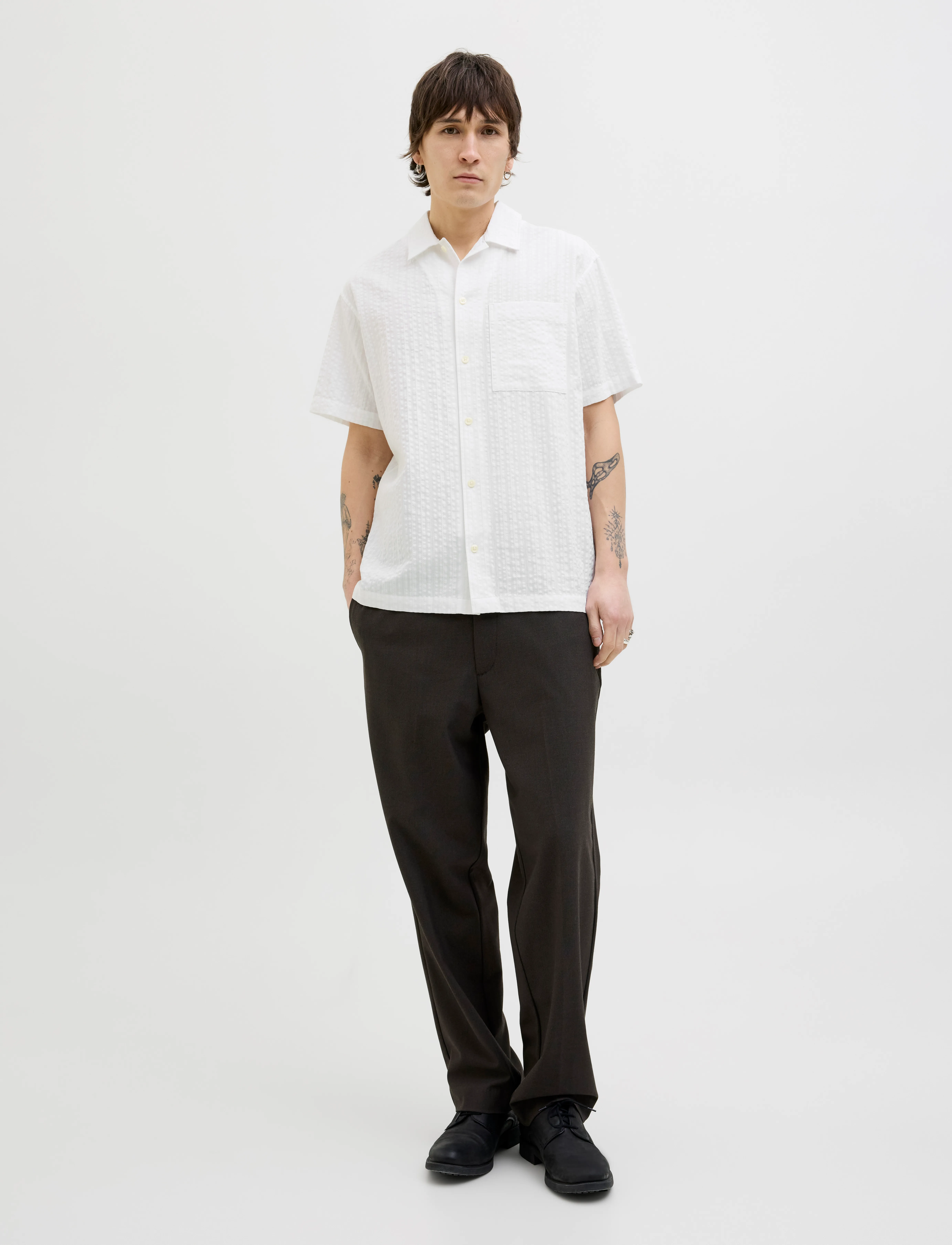 Jack & Jones - JPRCCEASTON SEERSUCKER S/S SHIRT LN - lininiai marškiniai - white - 3