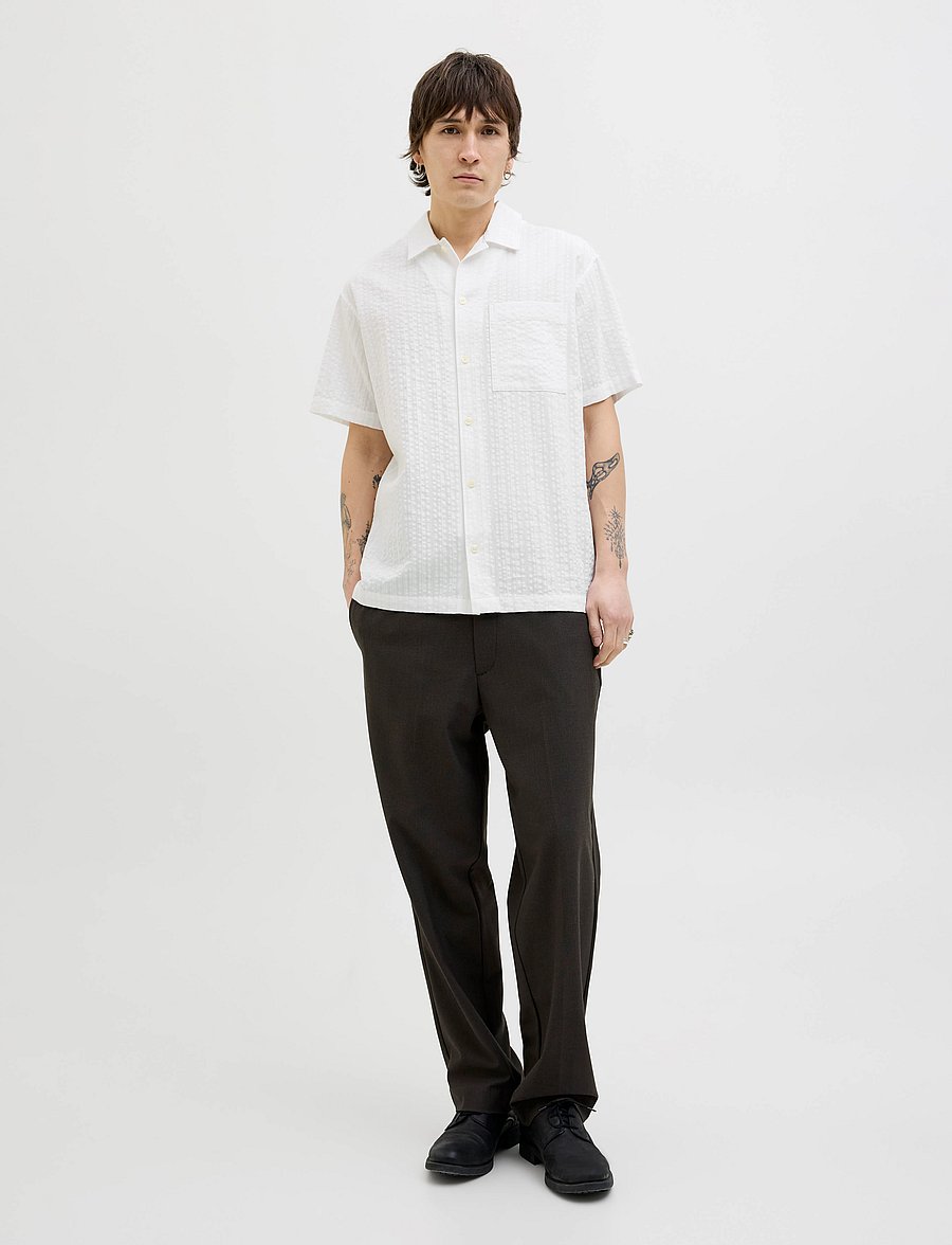 Jack & Jones - JPRCCEASTON SEERSUCKER S/S SHIRT LN - lininiai marškiniai - white - 3