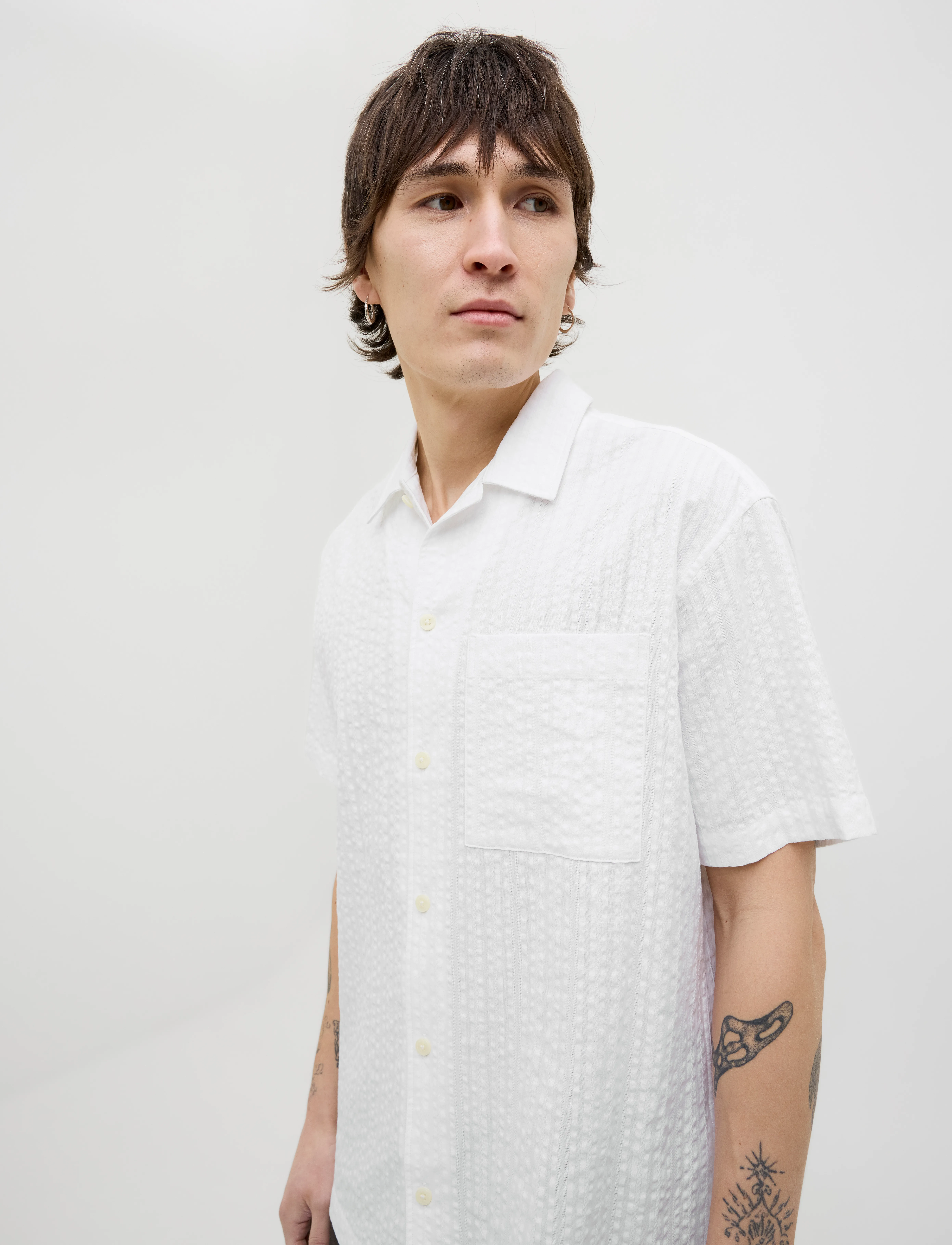 Jack & Jones - JPRCCEASTON SEERSUCKER S/S SHIRT LN - lininiai marškiniai - white - 4