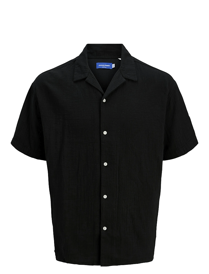 Jack & Jones - JOREASTER PATRAS RESORT SHIRT SS LN - kortärmade skjortor - black - 1