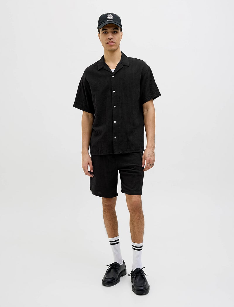 Jack & Jones - JOREASTER PATRAS RESORT SHIRT SS LN - kortärmade skjortor - black - 3