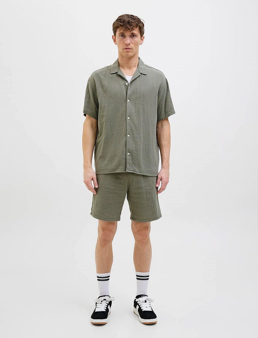 Jack & Jones - JOREASTER PATRAS RESORT SHIRT SS LN - kortærmede skjorter - mulled basil - 3