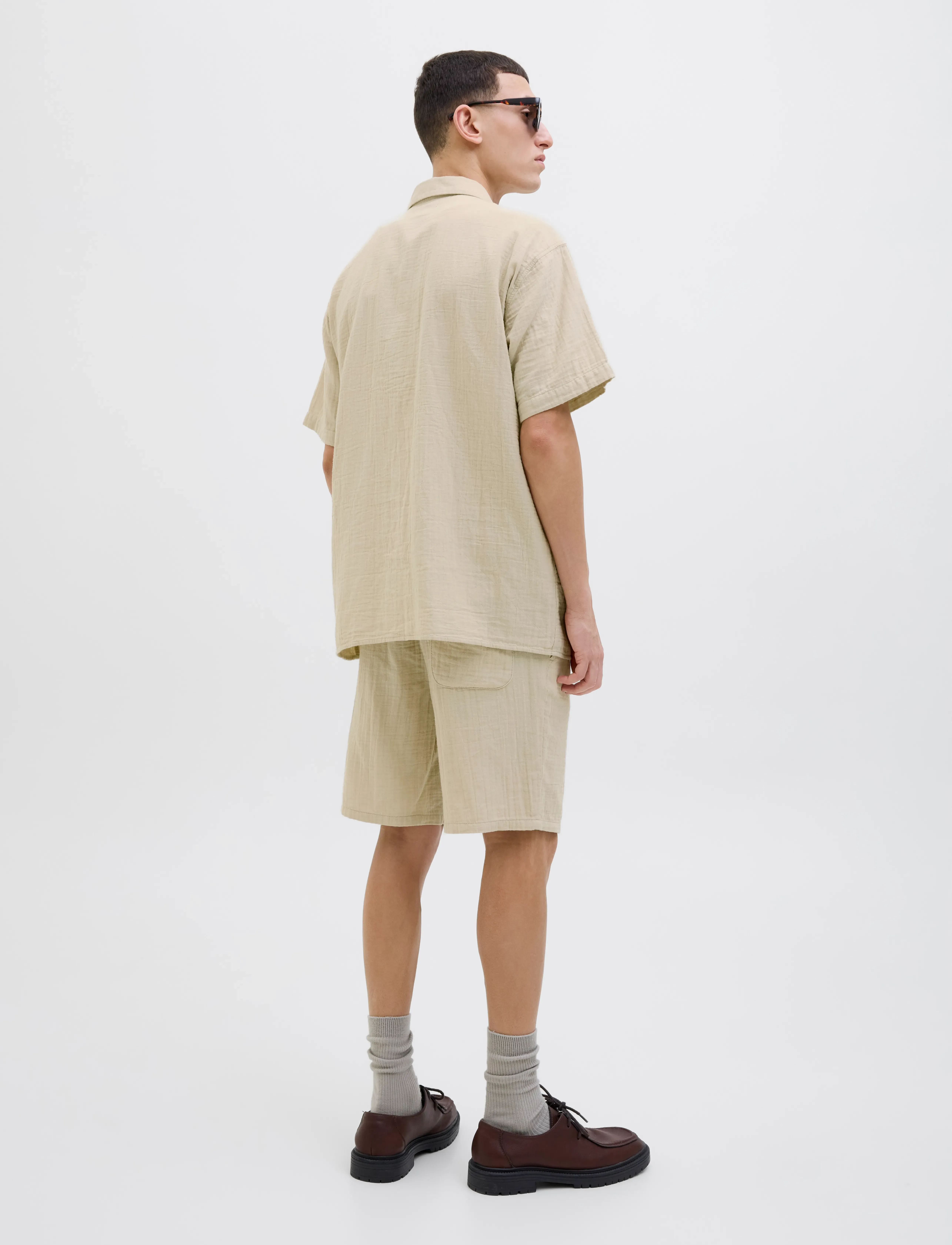 Jack & Jones - JOREASTER PATRAS RESORT SHIRT SS LN - stutterma skyrtur - safari - 2