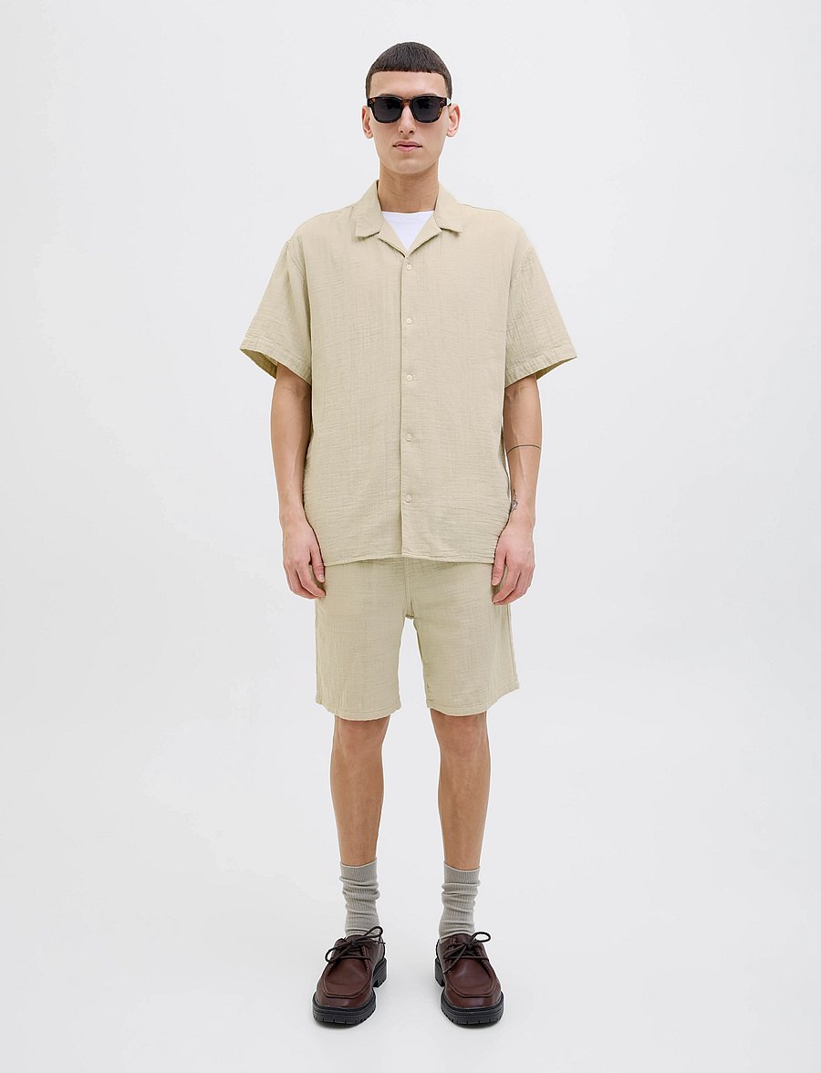 Jack & Jones - JOREASTER PATRAS RESORT SHIRT SS LN - stutterma skyrtur - safari - 5