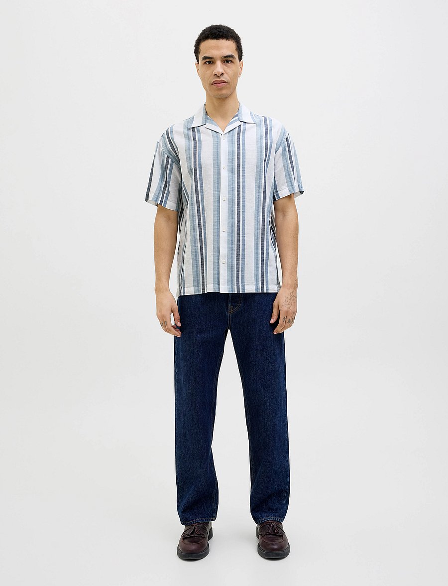 Jack & Jones - JPRCCSUMMER STRIPE RESORT S/S SHIRT SN - hørskjorter - ashley blue - 3