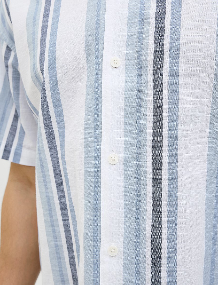 Jack & Jones - JPRCCSUMMER STRIPE RESORT S/S SHIRT SN - hørskjorter - ashley blue - 5