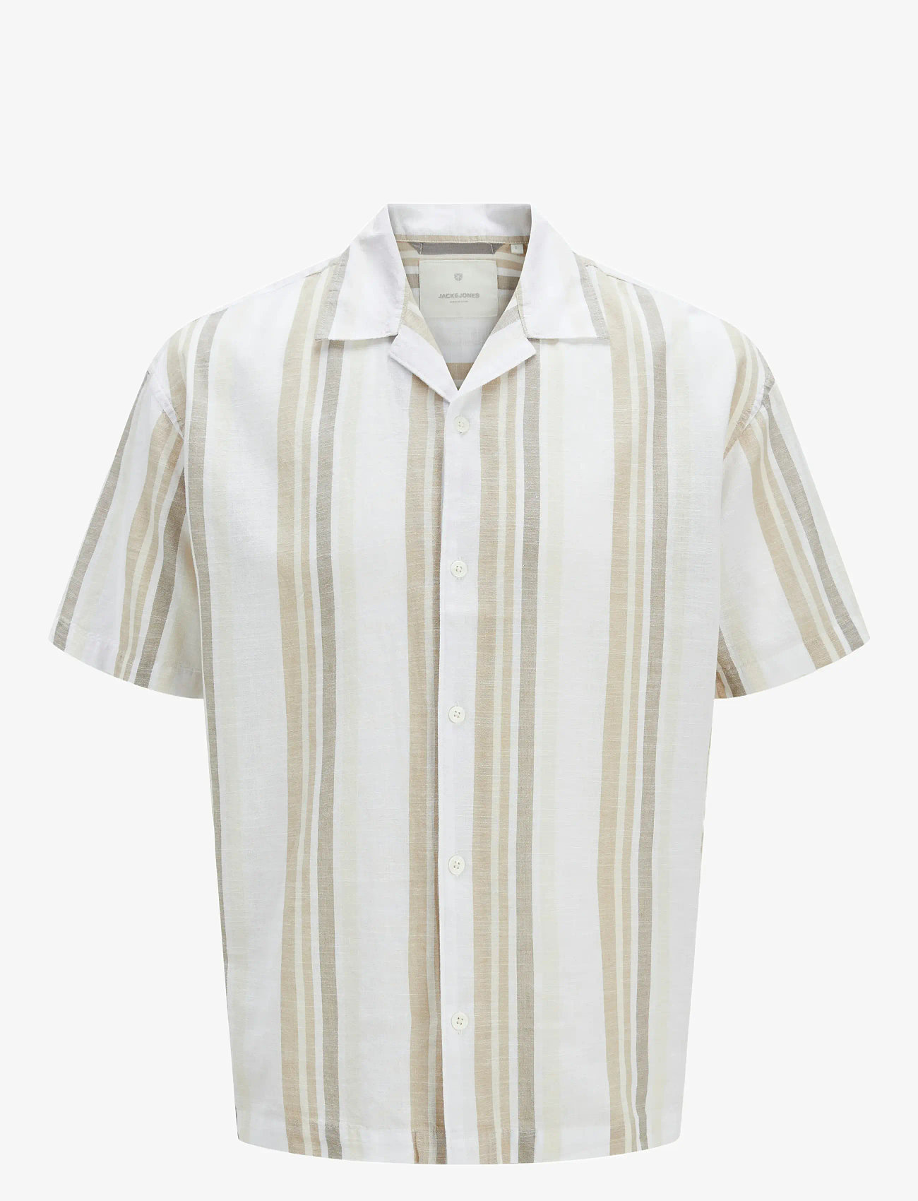 Jack & Jones - JPRCCSUMMER STRIPE RESORT S/S SHIRT SN - koszule lniane - travertine - 1