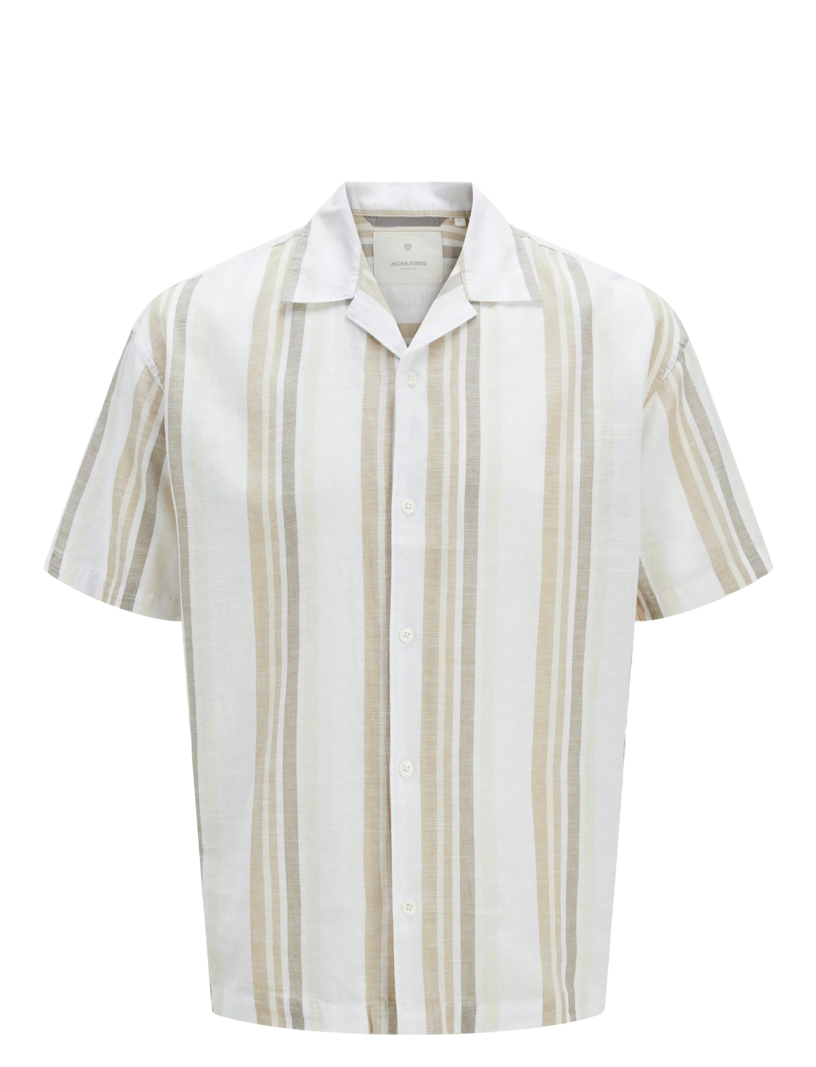 Jack & Jones JPRCCSUMMER STRIPE RESORT S/S SHIRT SN - Skjortor - TRAVERTINE / white