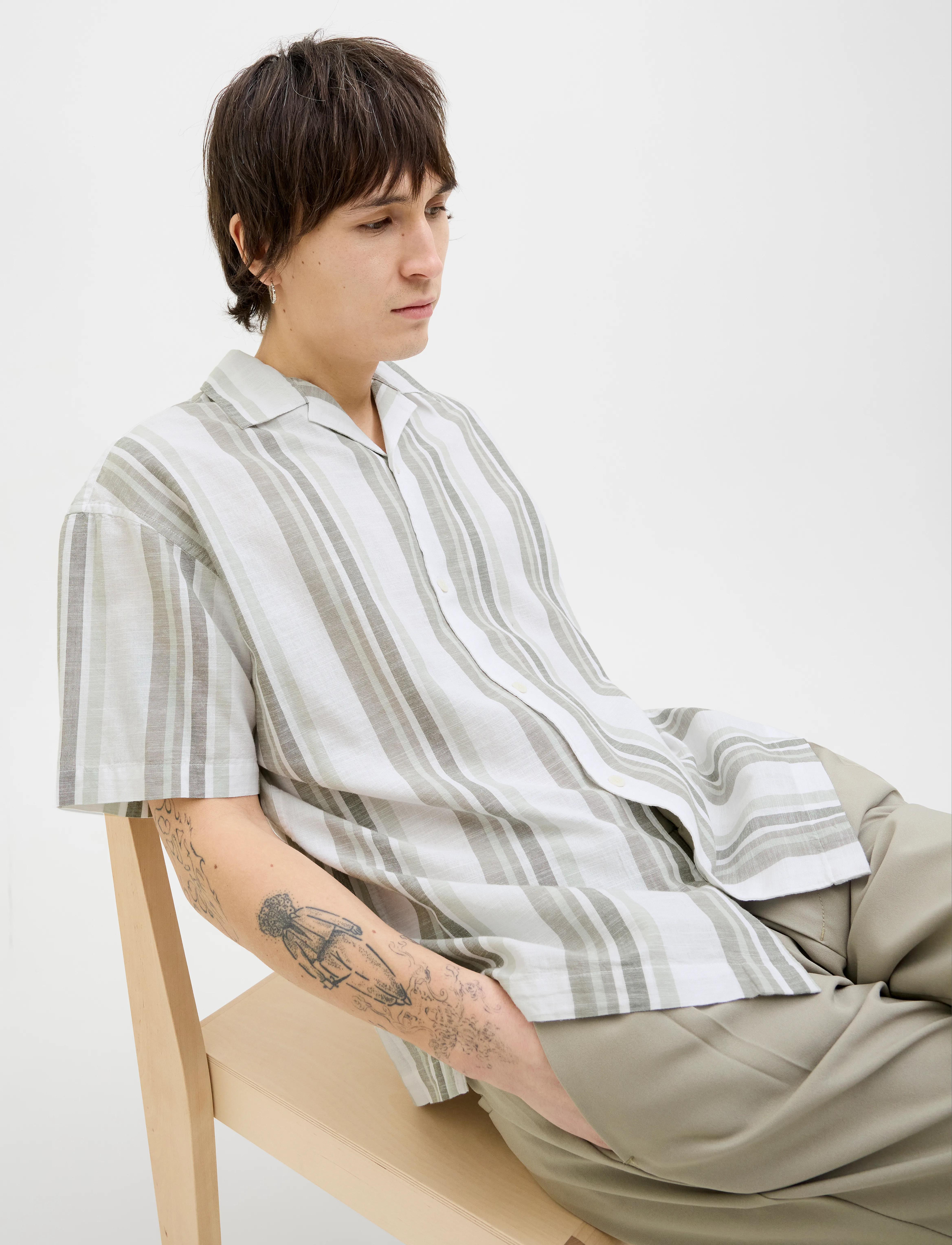 Jack & Jones - JPRCCSUMMER STRIPE RESORT S/S SHIRT SN - leinenhemden - vetiver - 5
