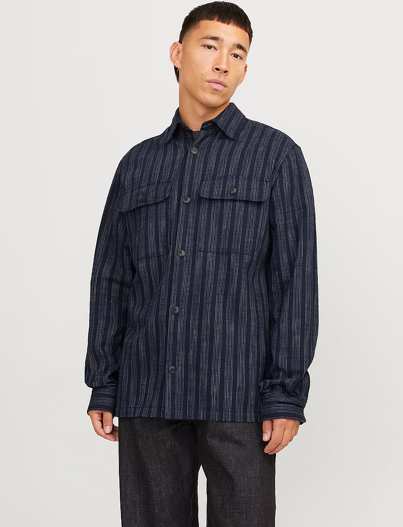 Jack & Jones - JPRCCRAYMOND SPRING STRIPE OVERSHIRT SN - kollektioner - night sky - 0